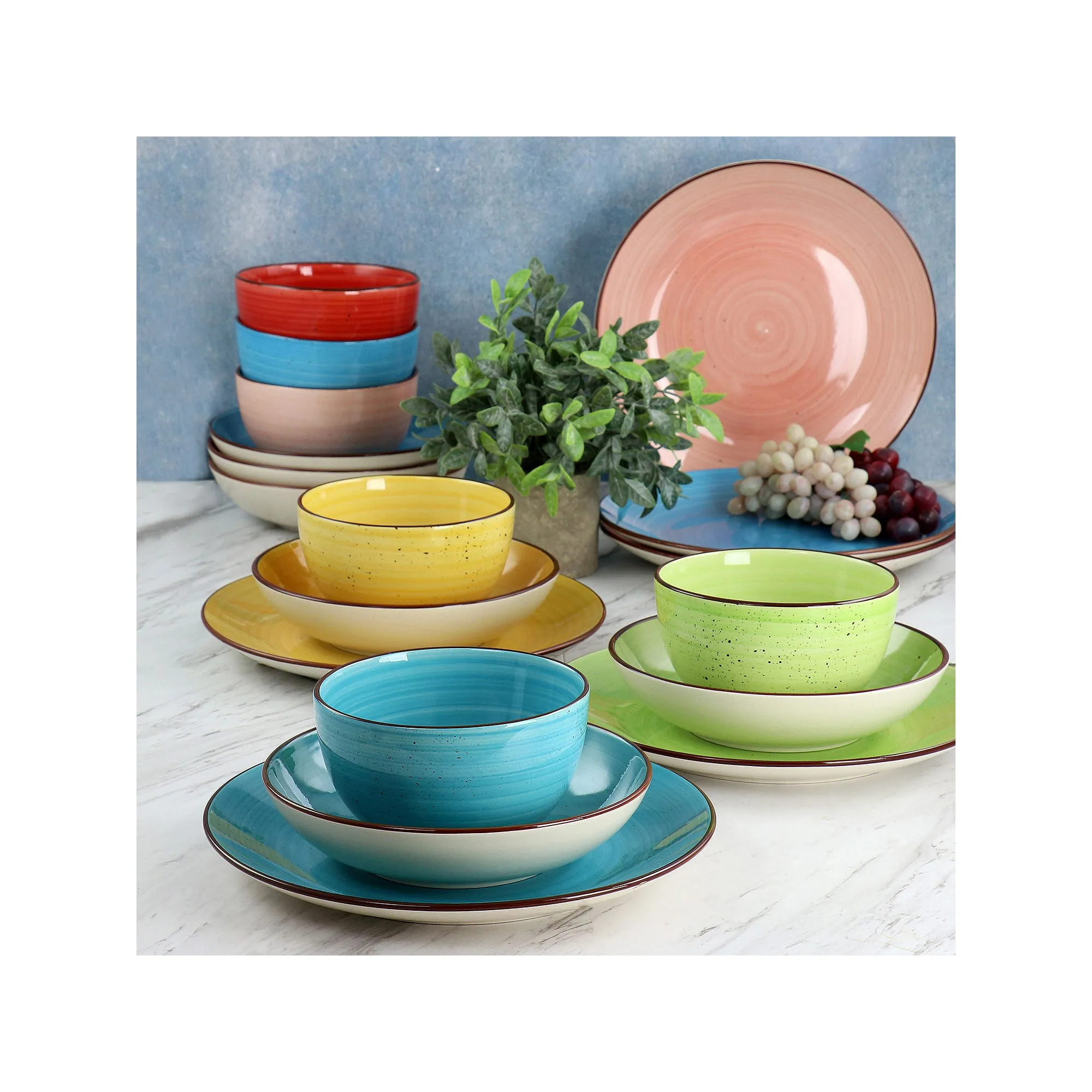Elama 18-Pc. Stoneware Dinnerware Set 975120116M - MULTI ONE SIZE