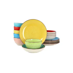 Elama 18-Pc. Stoneware Dinnerware Set 975120116M - MULTI ONE SIZE