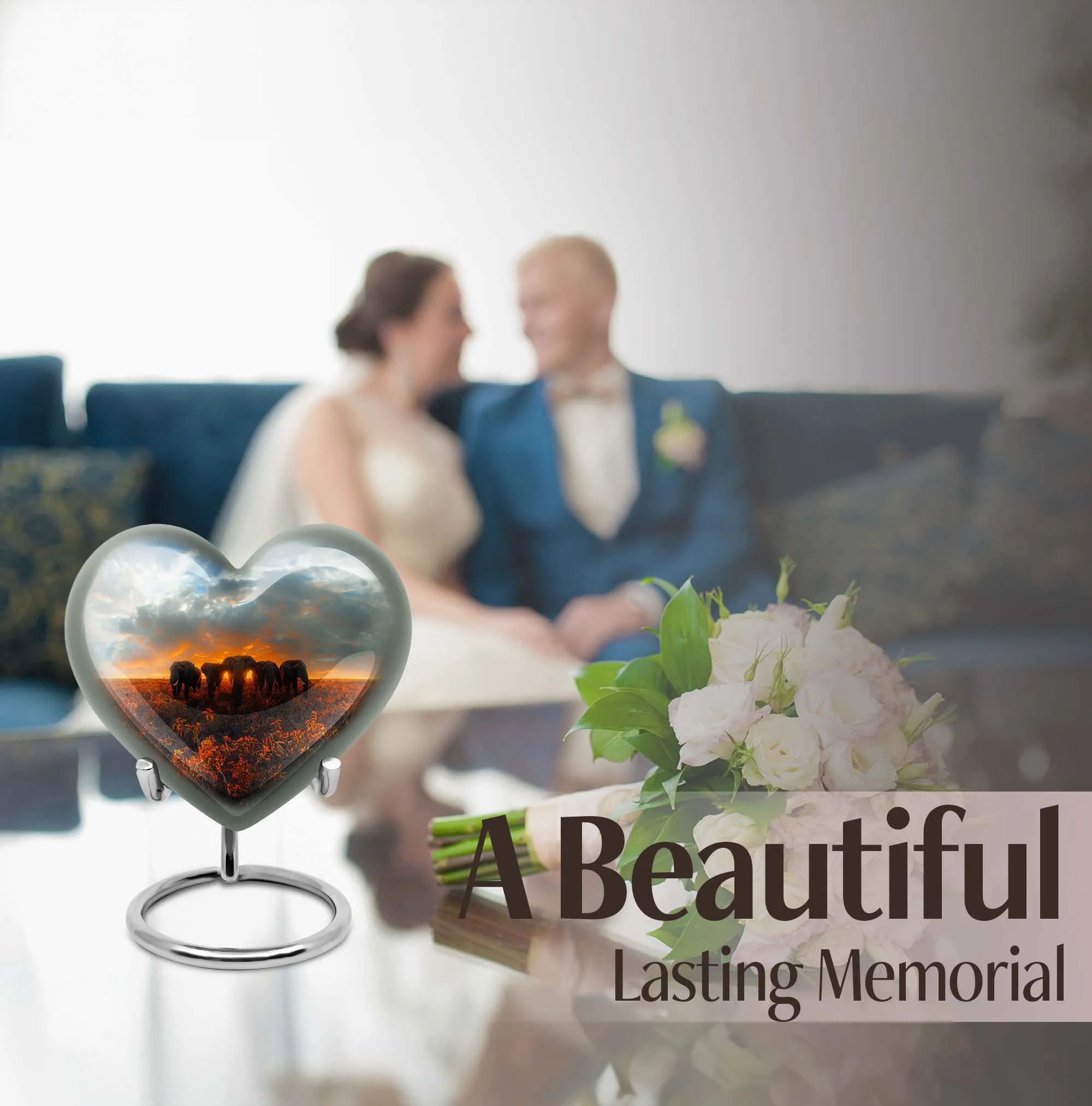 Elephant Family Memorial Urn: Keepsake Cremation Urn For Ashes