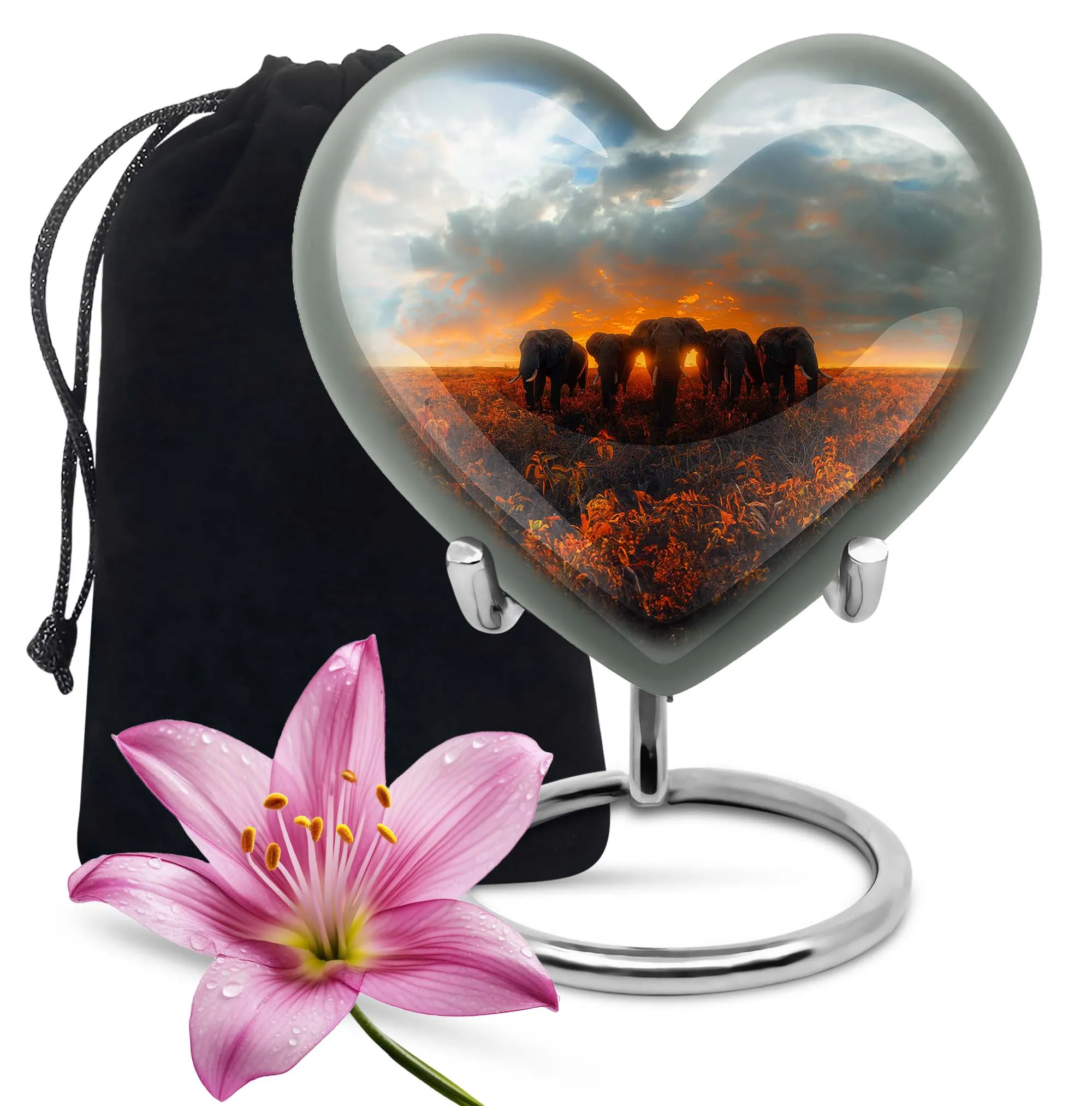 Elephant Family Memorial Urn: Keepsake Cremation Urn For Ashes