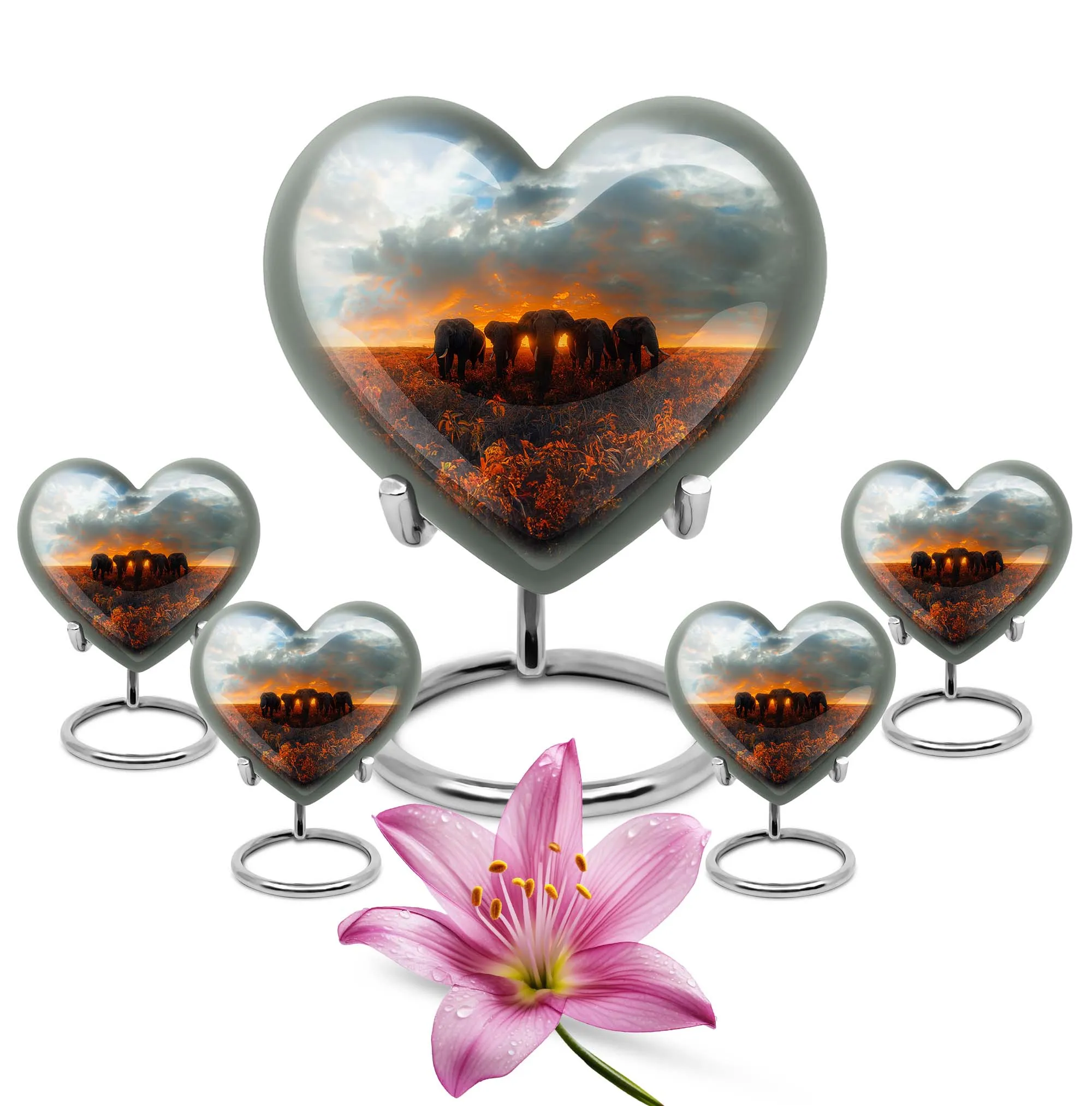Elephant Family Memorial Urn: Keepsake Cremation Urn For Ashes
