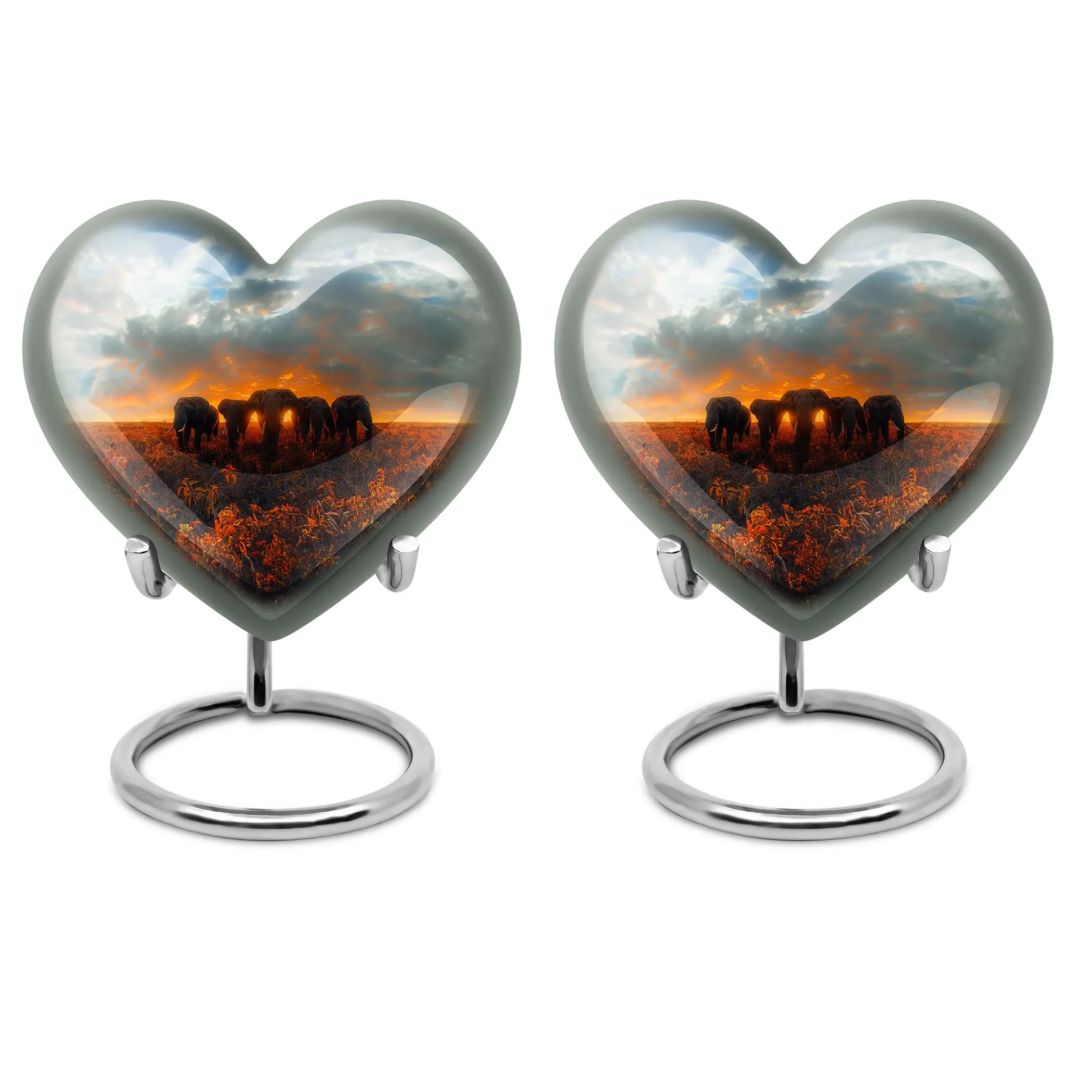 Elephant Family Memorial Urn: Keepsake Cremation Urn For Ashes