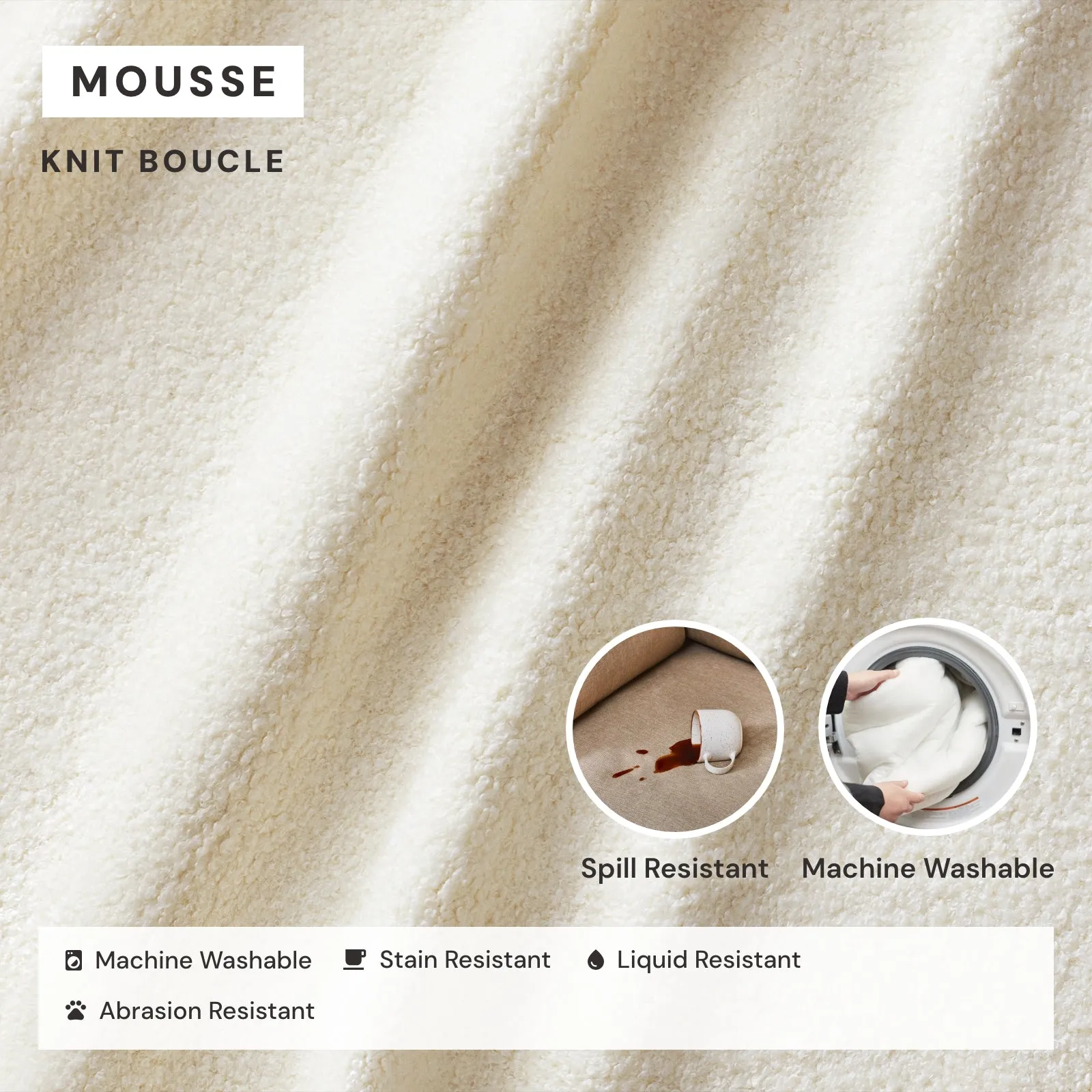 Elevate Comfort Layer Set for 4-Seater U-Sectional | Knit Boucle in Mousse