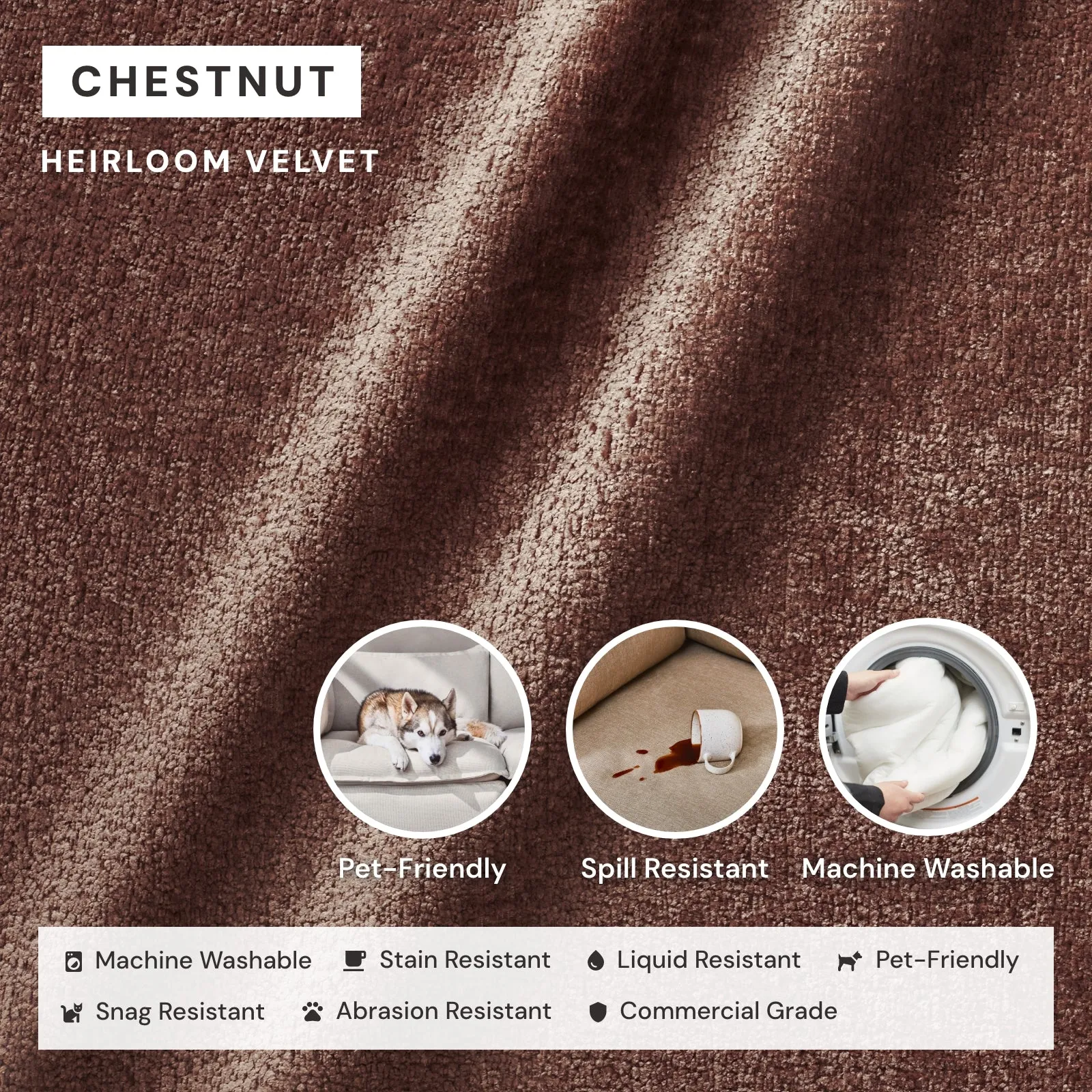 Elevate Comfort Layer Set for 5-Seater Open-Ends Corner Sectional | Heirloom Velvet in Chestnut