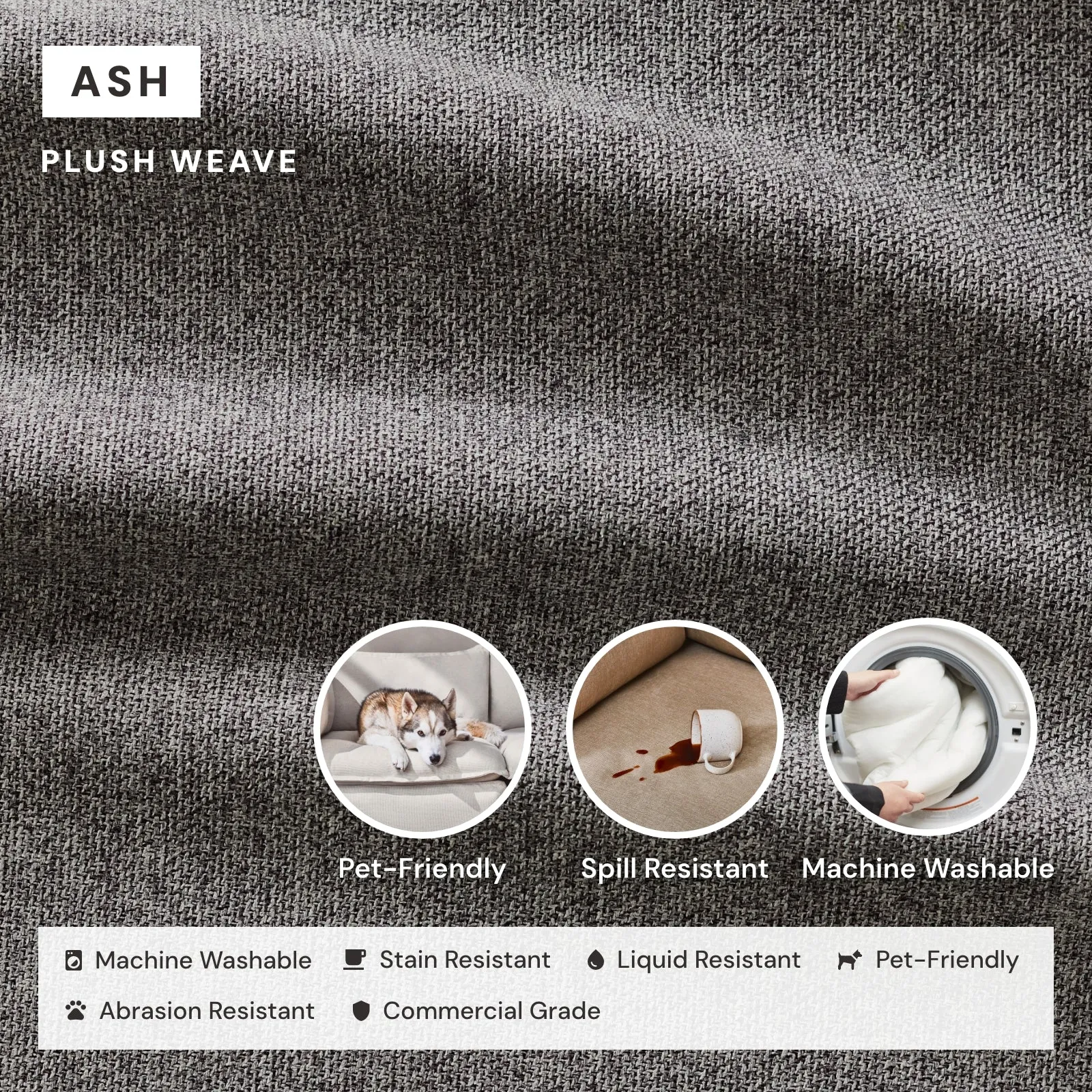 Elevate Comfort Layer Set for 6-Seater U-Sectional | Plush Weave in Ash