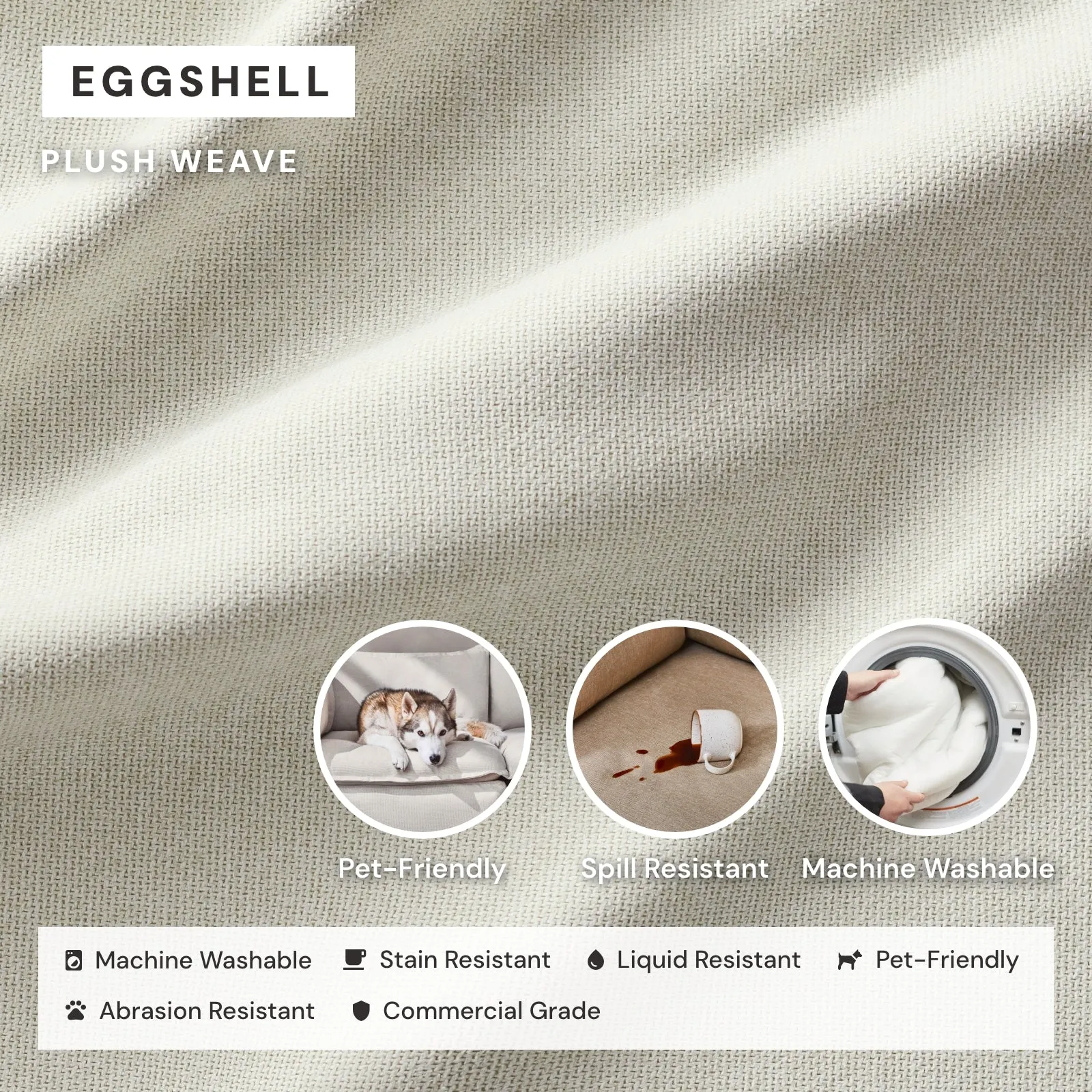 Elevate Comfort Layer Set for 6-Seater U-Sectional | Plush Weave in Eggshell