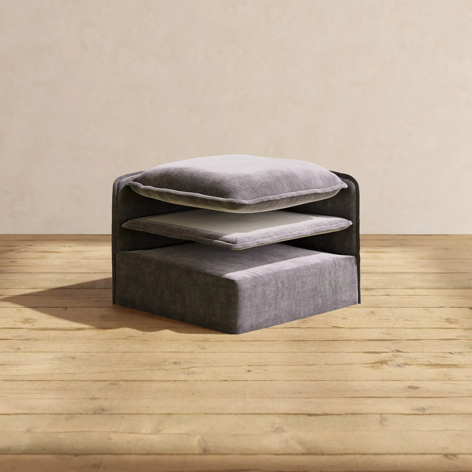Elevate Comfort Layer Set for 7-Seater Open-Ends U-Sectional | Luxury Velvet in Cinder