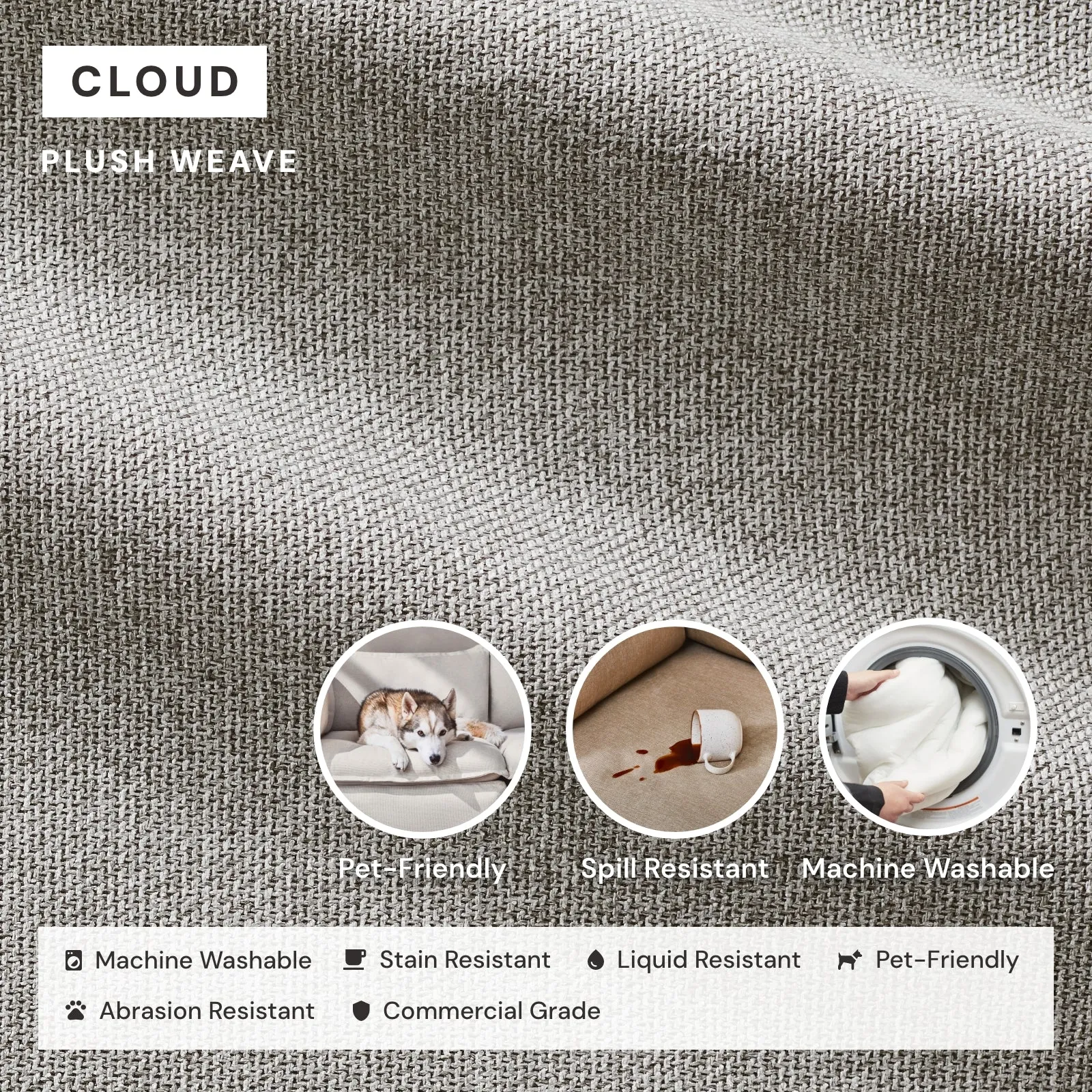 Elevate Comfort Layer Set for 7-Seater U-Sectional   Bench Ottoman | Plush Weave in Cloud