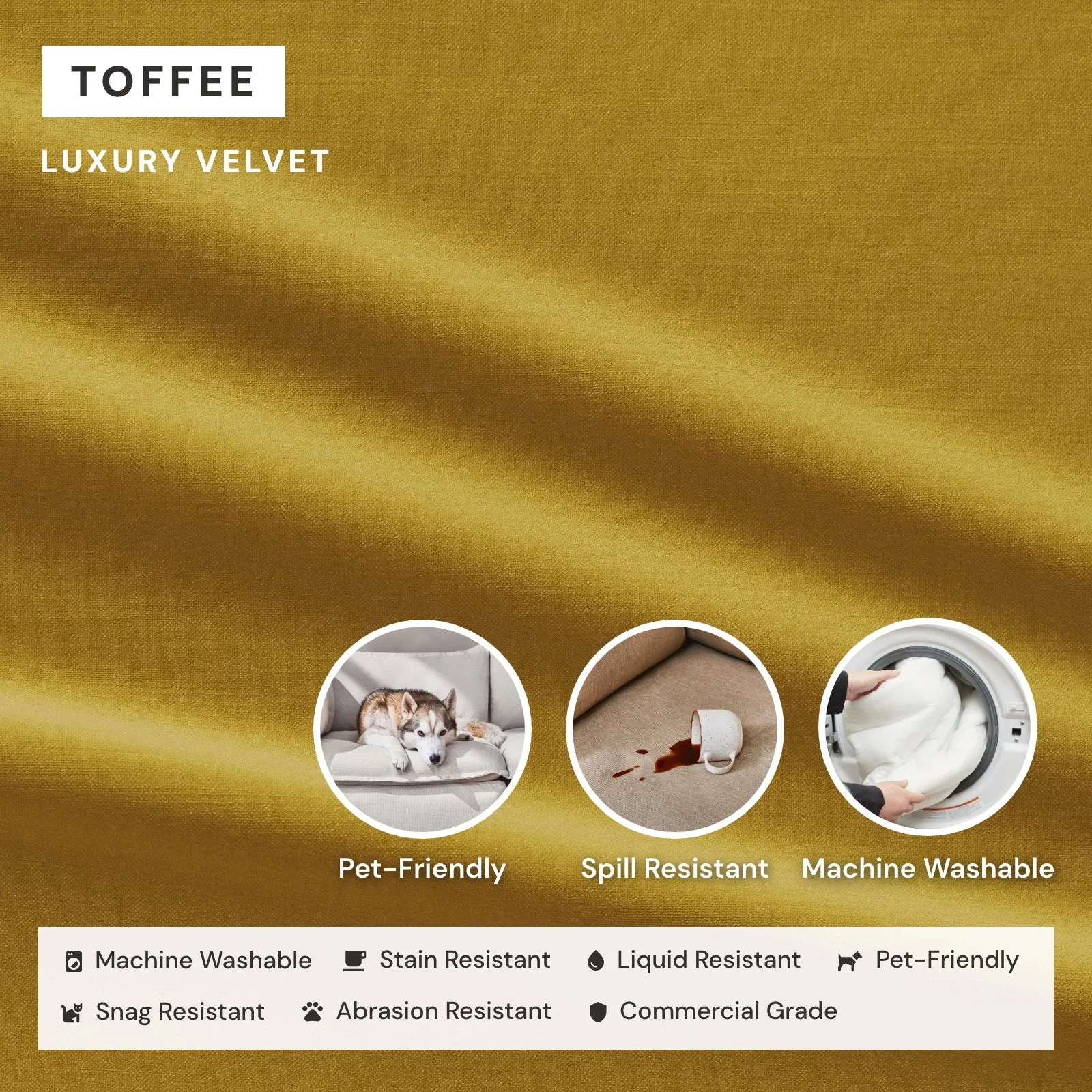 Elevate Comfort Layer Set for 7-Seater U-Sectional   Ottoman | Luxury Velvet in Toffee