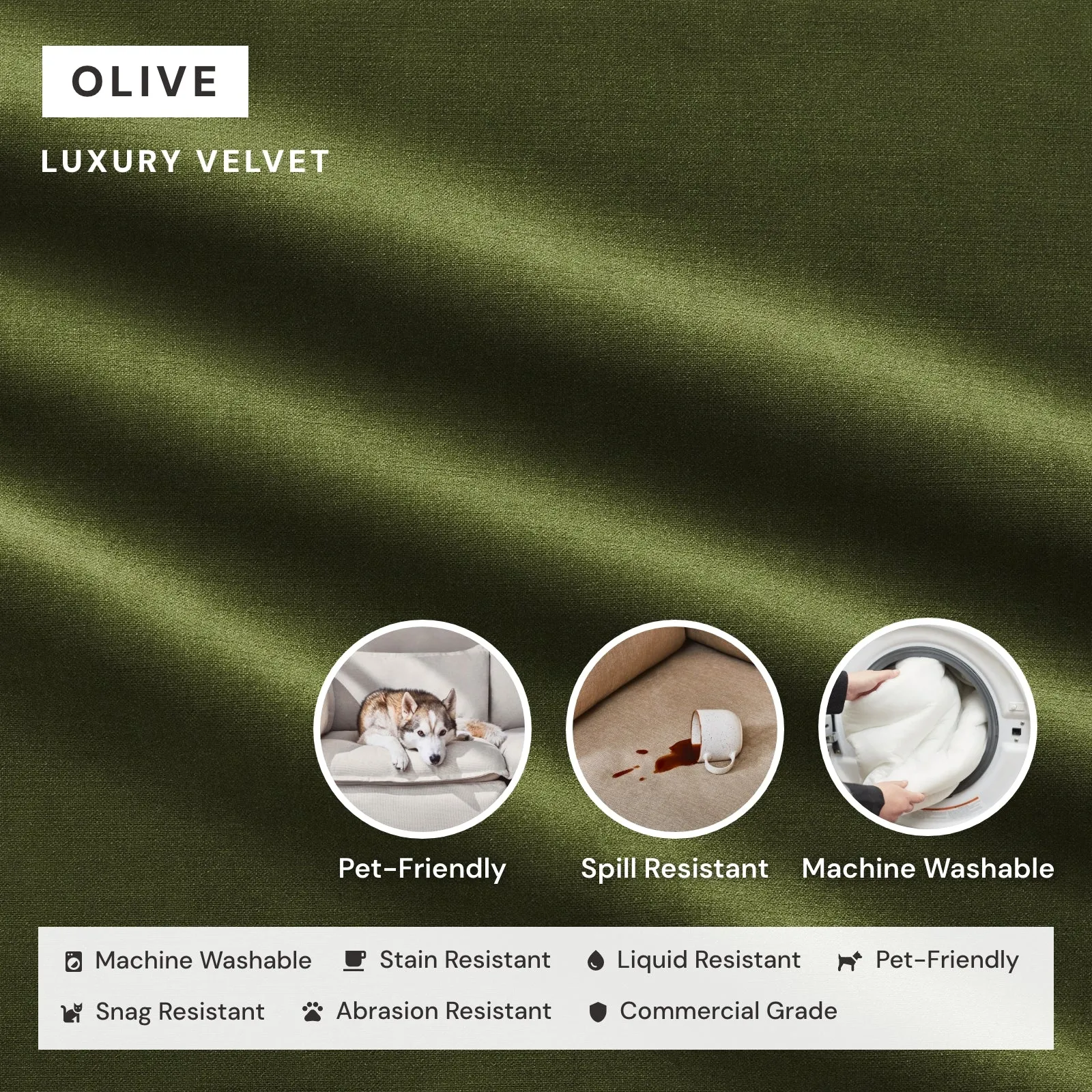 Elevate Comfort Layer Set for 9-Seater Open-Ends U-Sectional   Bench Ottoman | Luxury Velvet in Olive