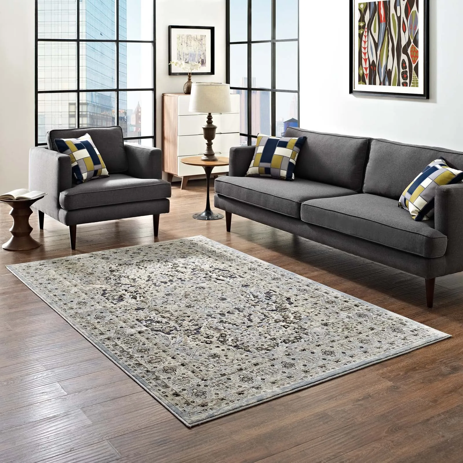 Elqenna Ornate Vintage Floral Turkish Area Rug by Modway