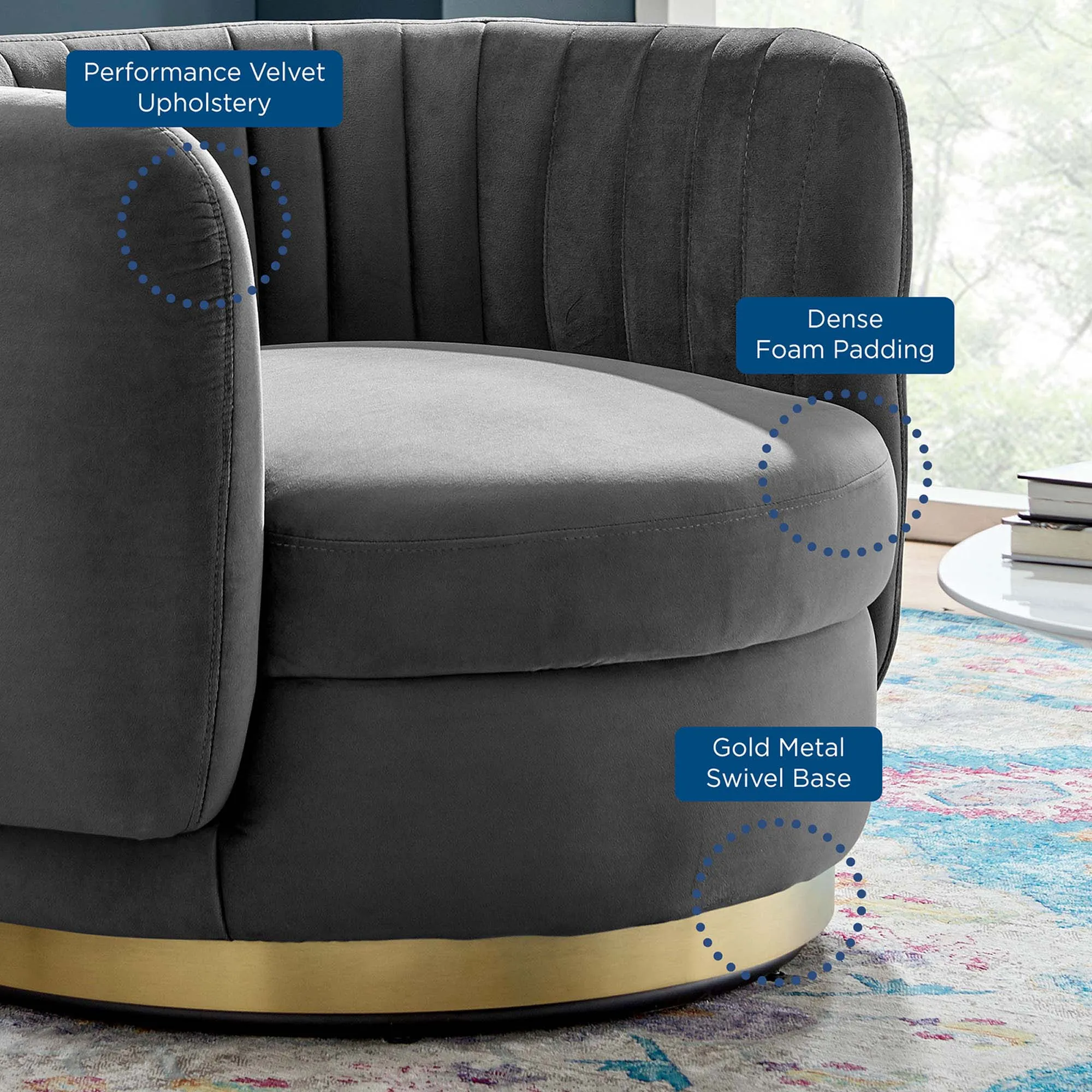 Embrace Tufted Performance Velvet Performance Velvet Swivel Chair by Modway