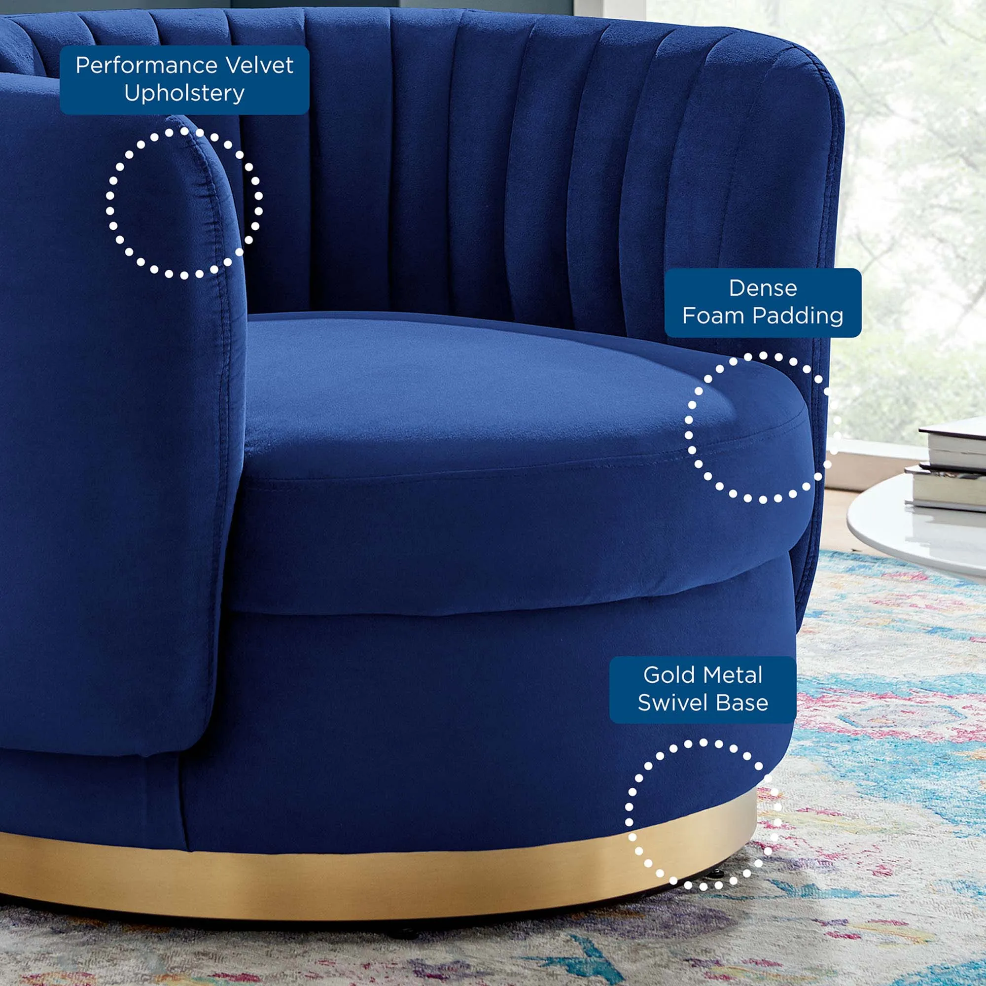 Embrace Tufted Performance Velvet Performance Velvet Swivel Chair by Modway