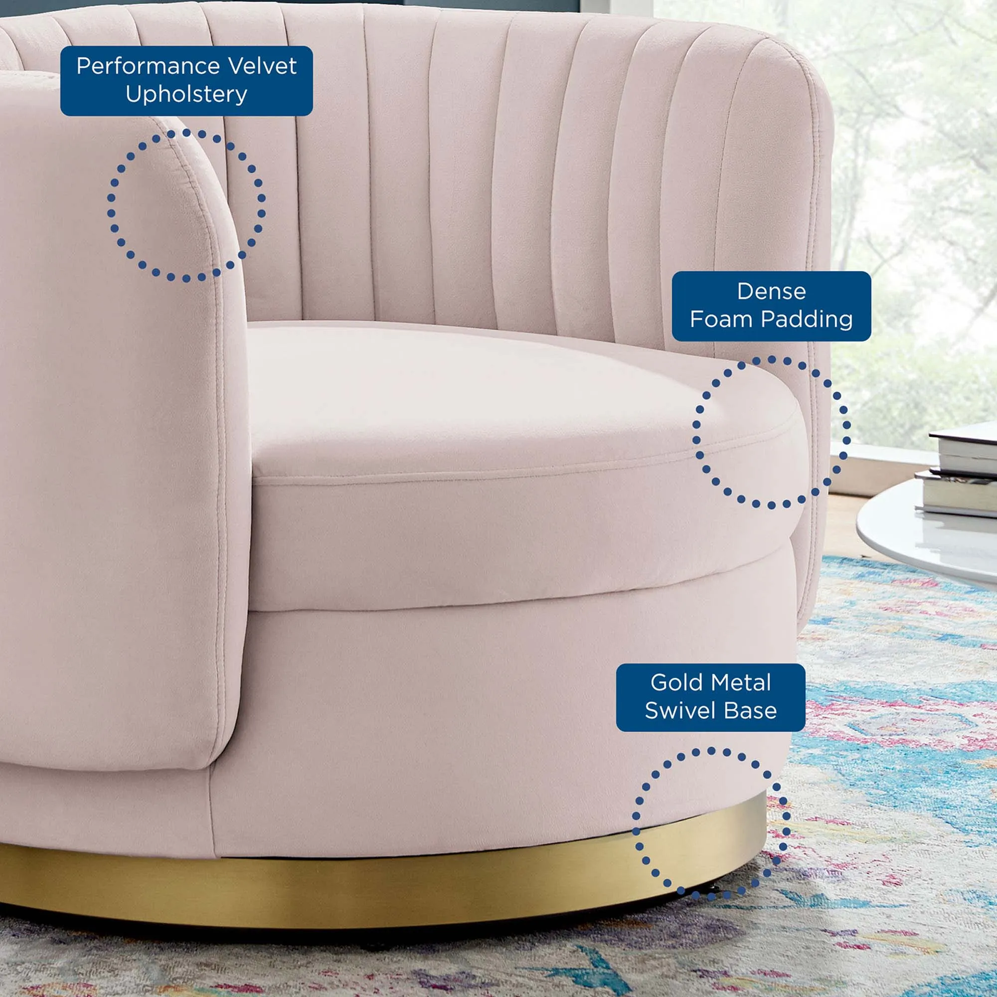 Embrace Tufted Performance Velvet Performance Velvet Swivel Chair by Modway