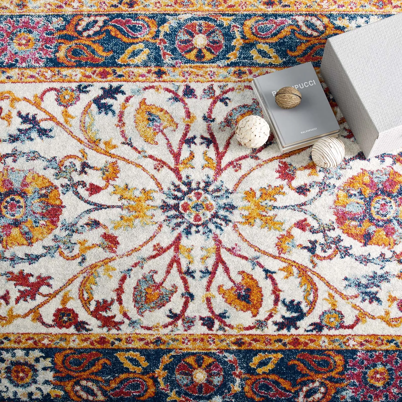 Entourage Samira Distressed Vintage Floral Vintage Medallion Area Rug by Modway