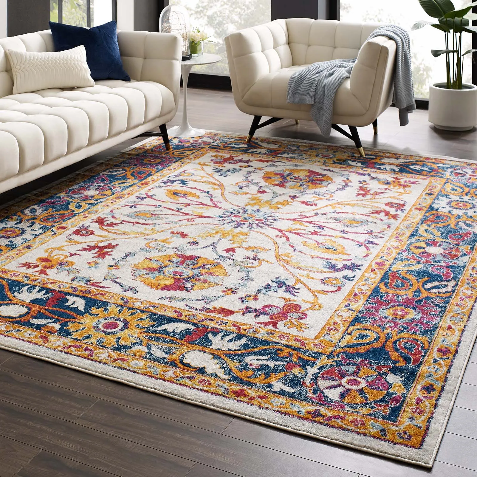 Entourage Samira Distressed Vintage Floral Vintage Medallion Area Rug by Modway