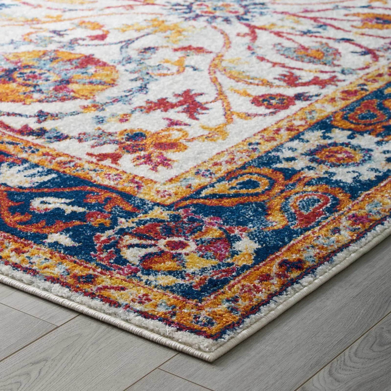 Entourage Samira Distressed Vintage Floral Vintage Medallion Area Rug by Modway