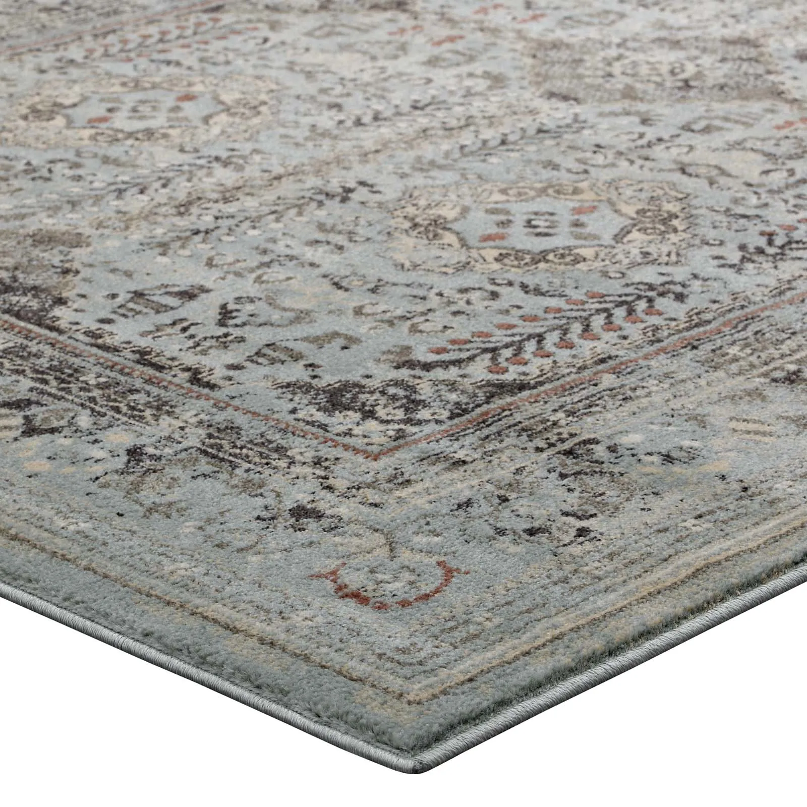 Enye Distressed Vintage Floral Lattice Area Rug by Modway