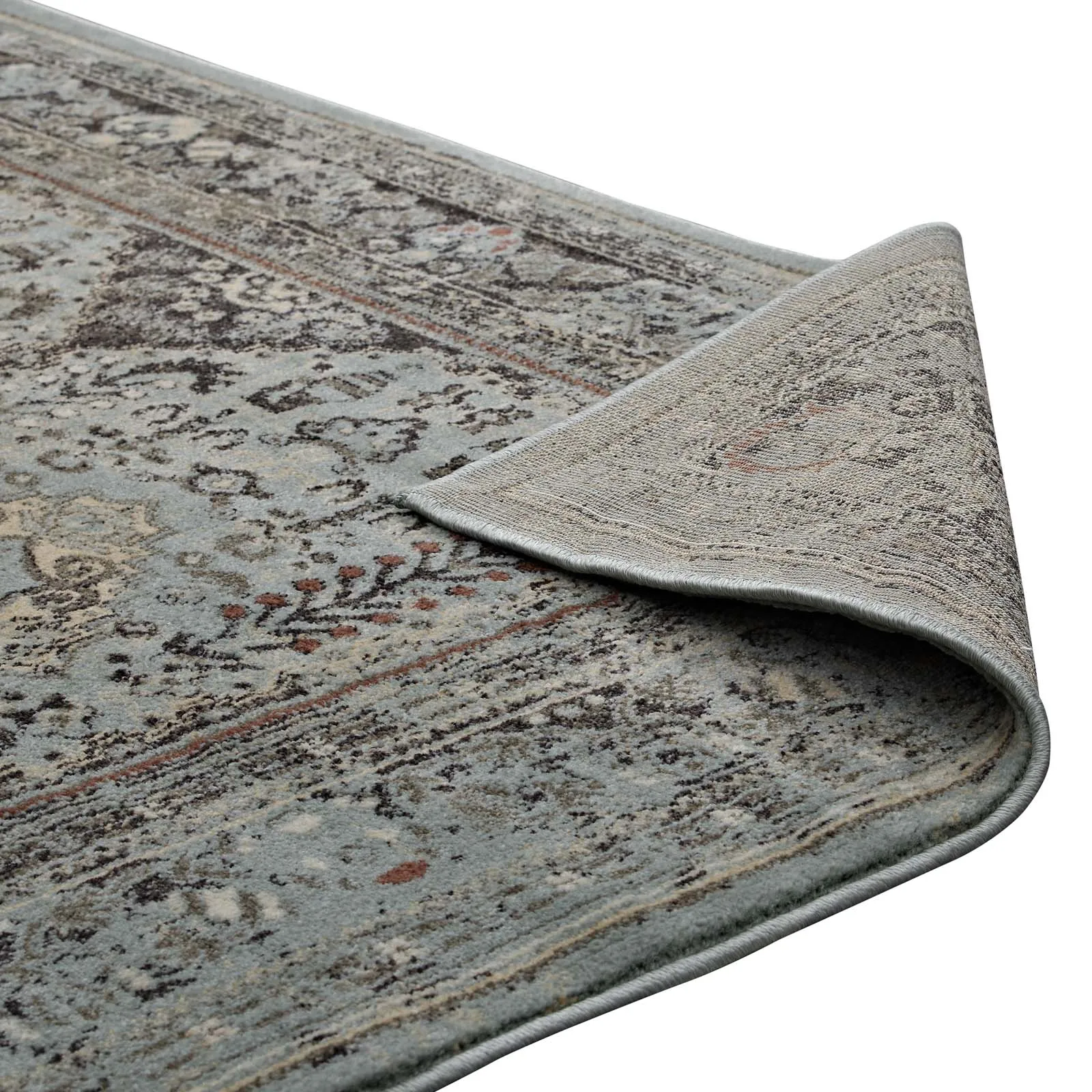 Enye Distressed Vintage Floral Lattice Area Rug by Modway