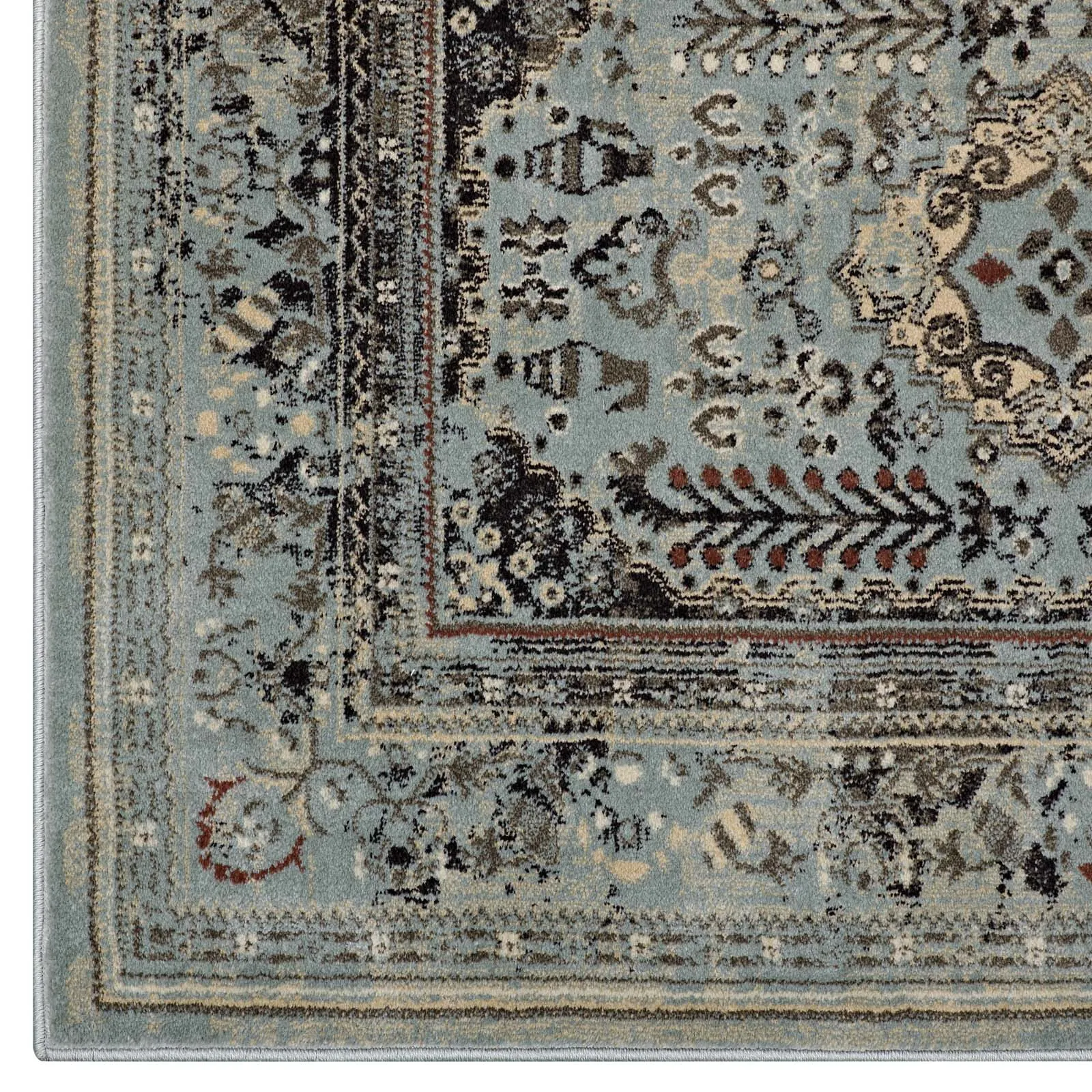 Enye Distressed Vintage Floral Lattice Area Rug by Modway