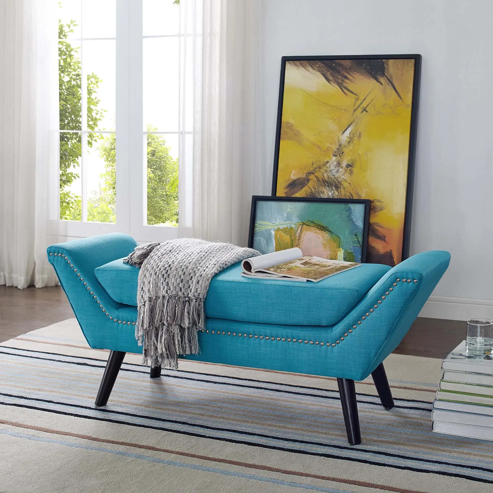 Gambol Upholstered Fabric Bench by Modway