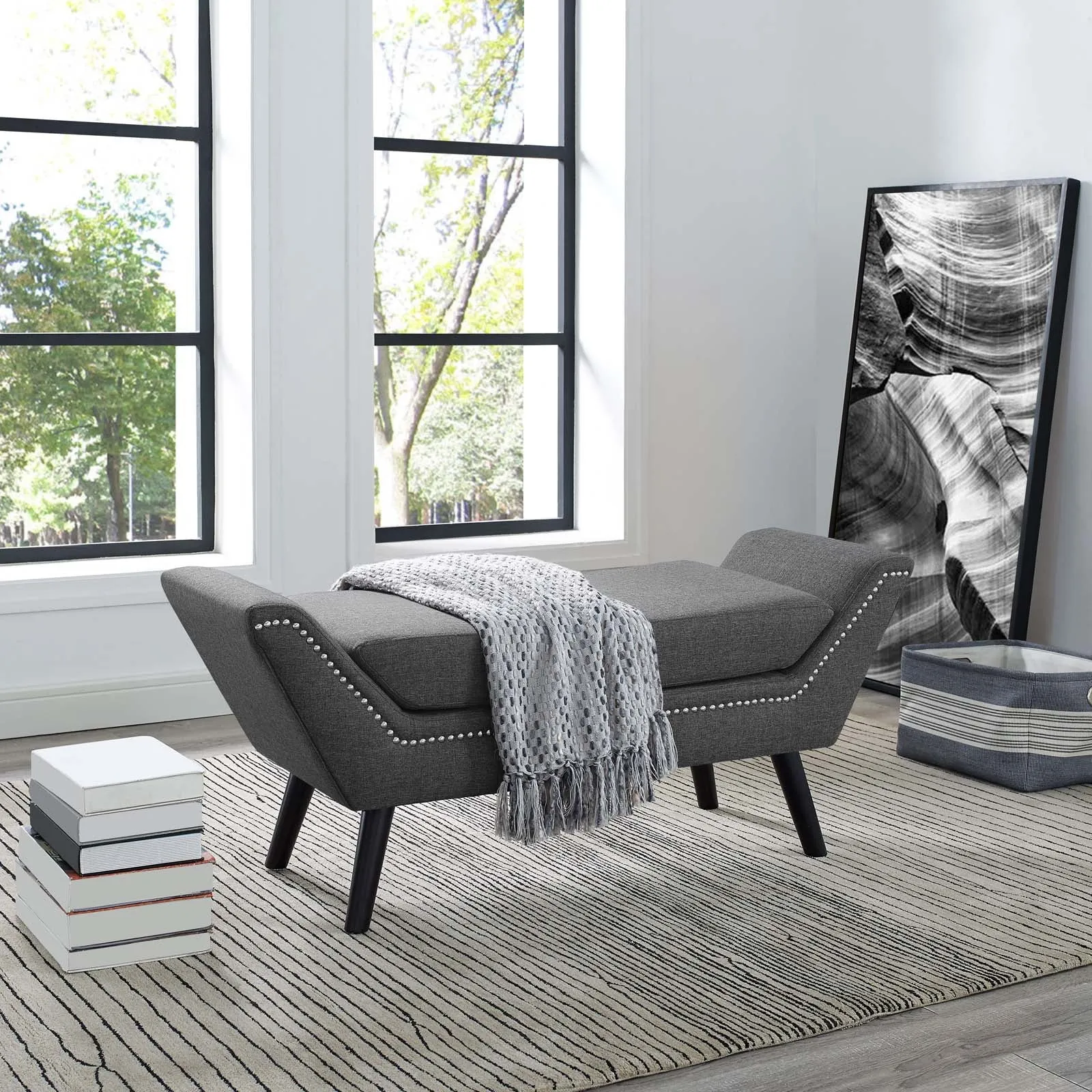 Gambol Upholstered Fabric Bench by Modway