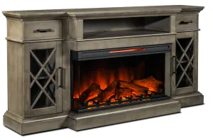 Hamilton 70" Fireplace TV Stand - Weathered Grey