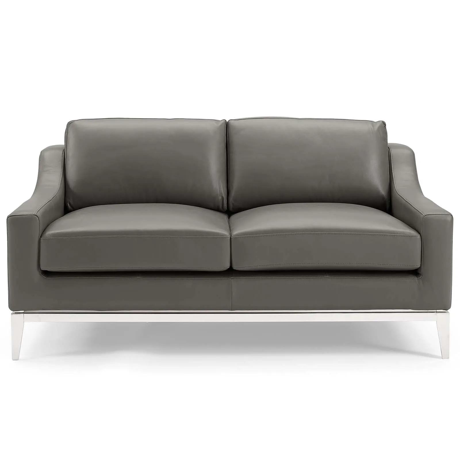 Harness Stainless Steel Base Leather Loveseat & Armchair Set by Modway