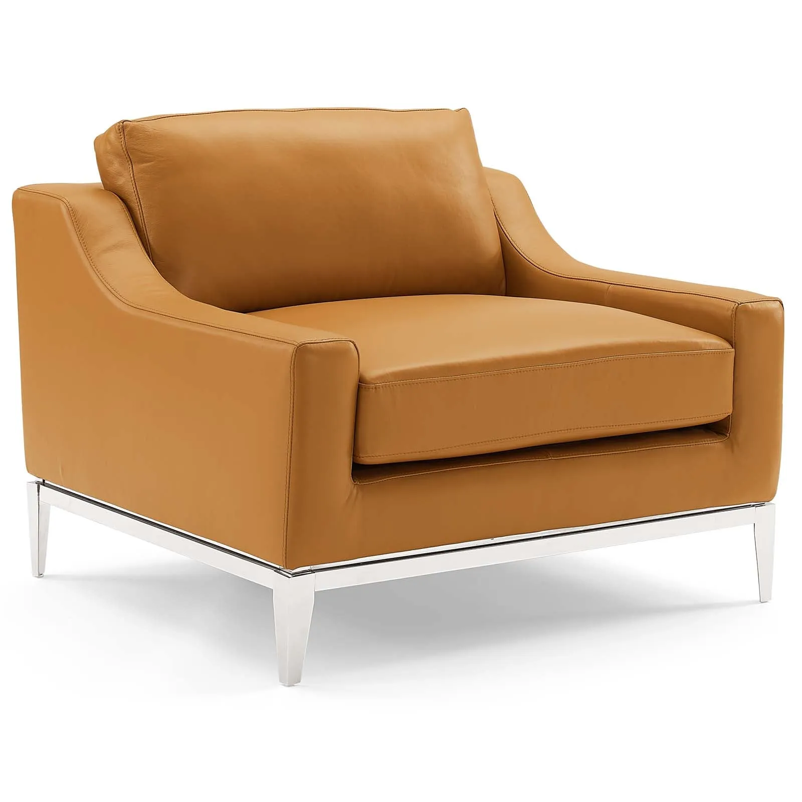 Harness Stainless Steel Base Leather Loveseat & Armchair Set by Modway