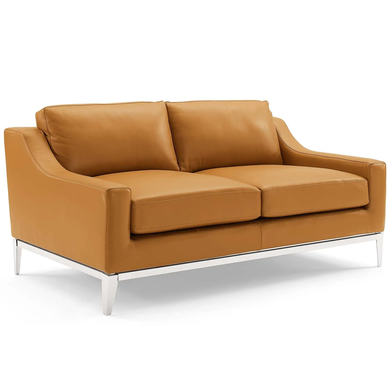Harness Stainless Steel Base Leather Loveseat & Armchair Set by Modway