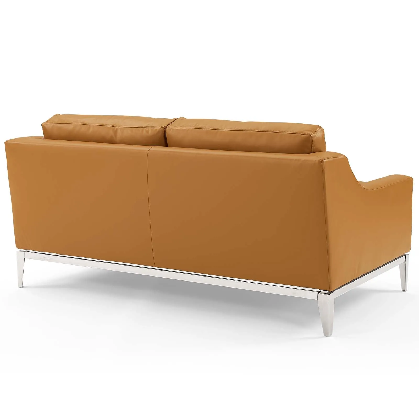Harness Stainless Steel Base Leather Loveseat & Armchair Set by Modway