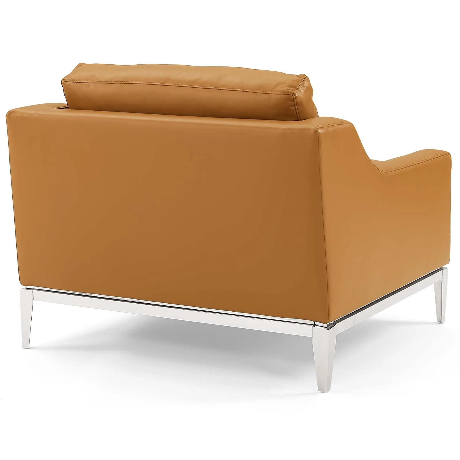 Harness Stainless Steel Base Leather Loveseat & Armchair Set by Modway