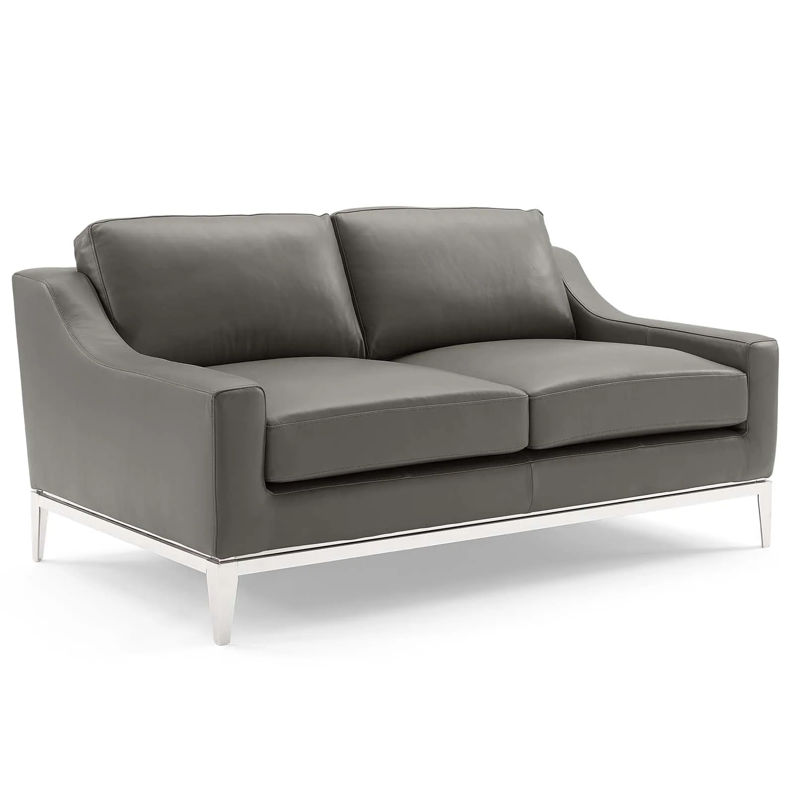 Harness Stainless Steel Base Leather Loveseat & Armchair Set by Modway