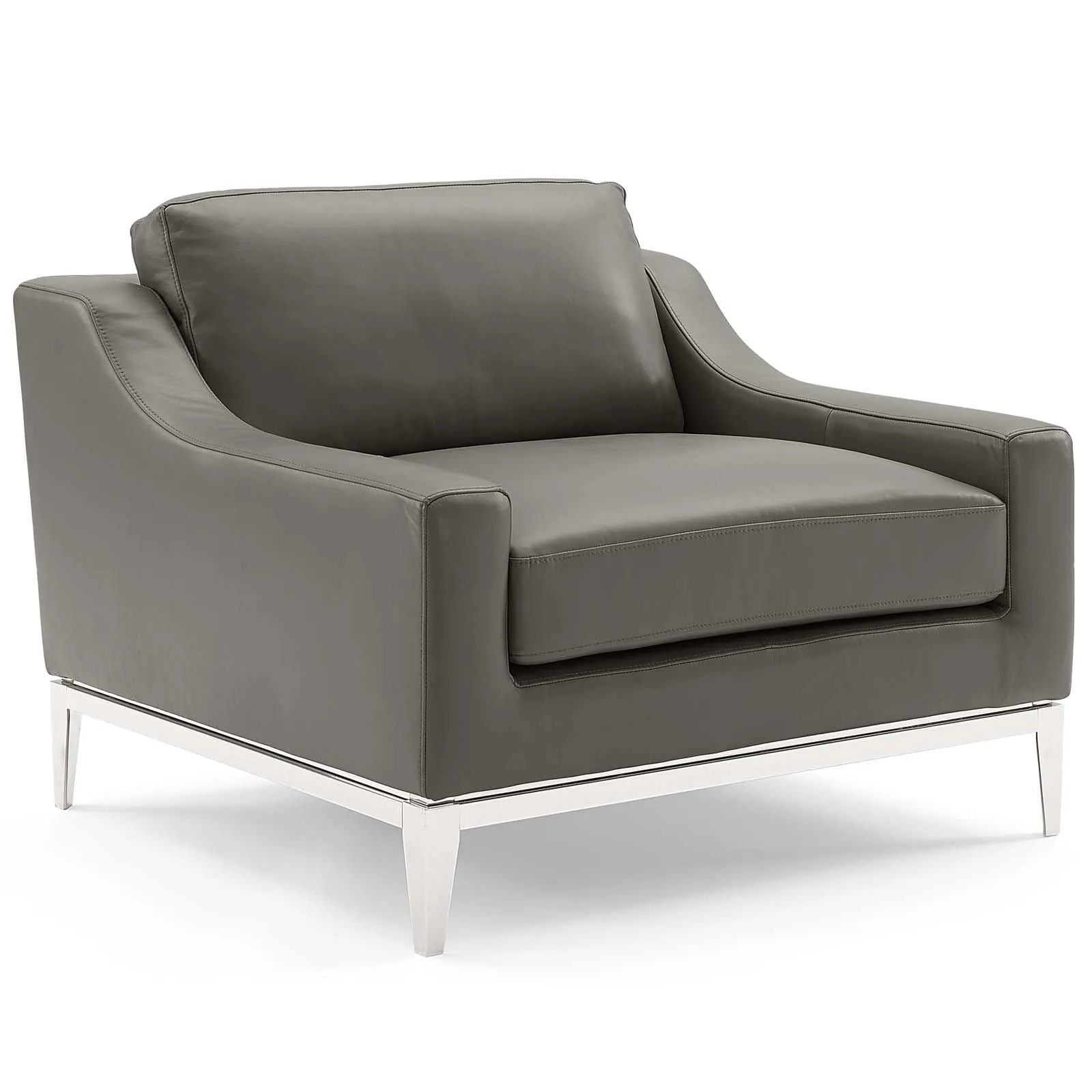 Harness Stainless Steel Base Leather Loveseat & Armchair Set by Modway