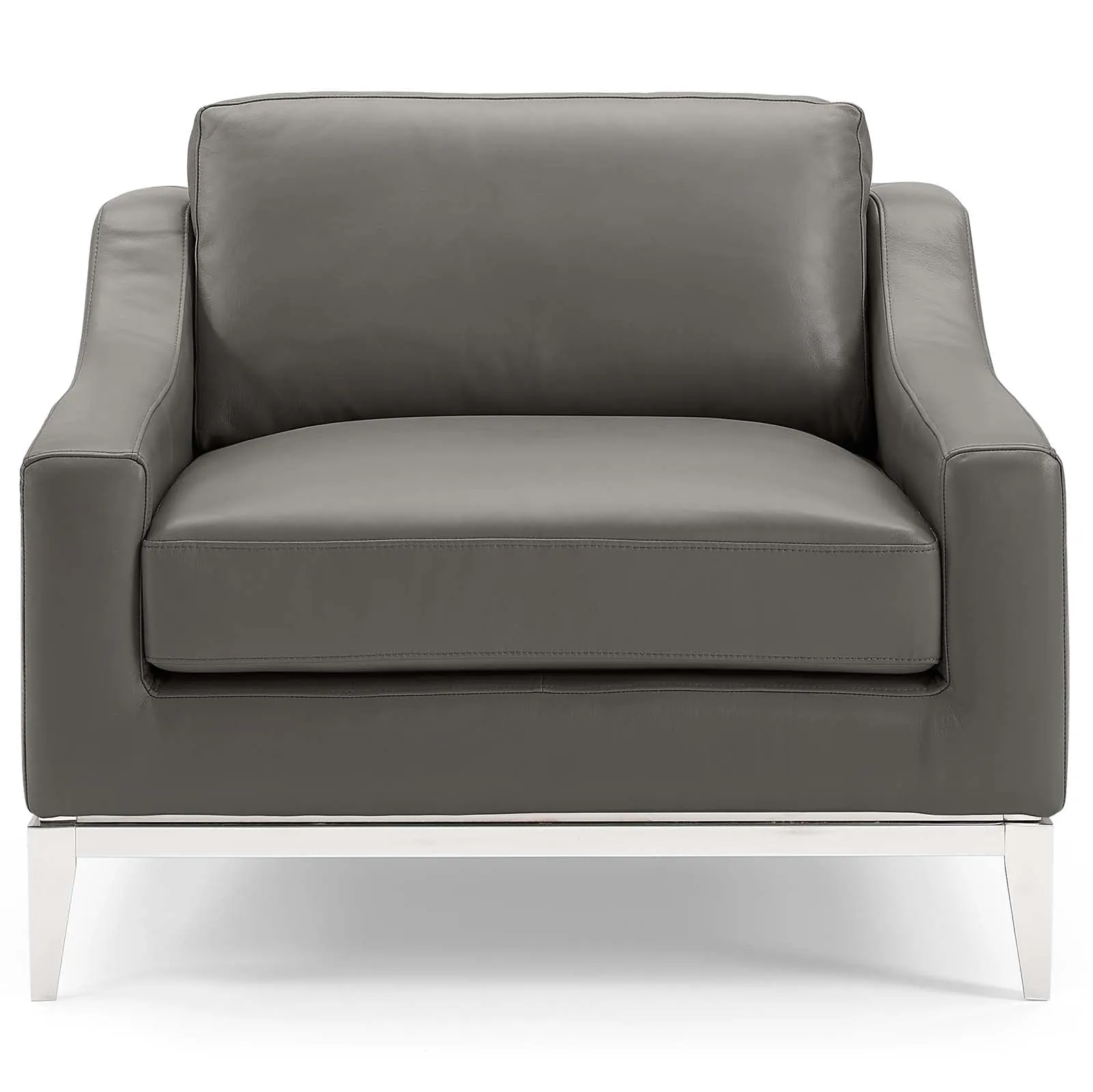 Harness Stainless Steel Base Leather Loveseat & Armchair Set by Modway