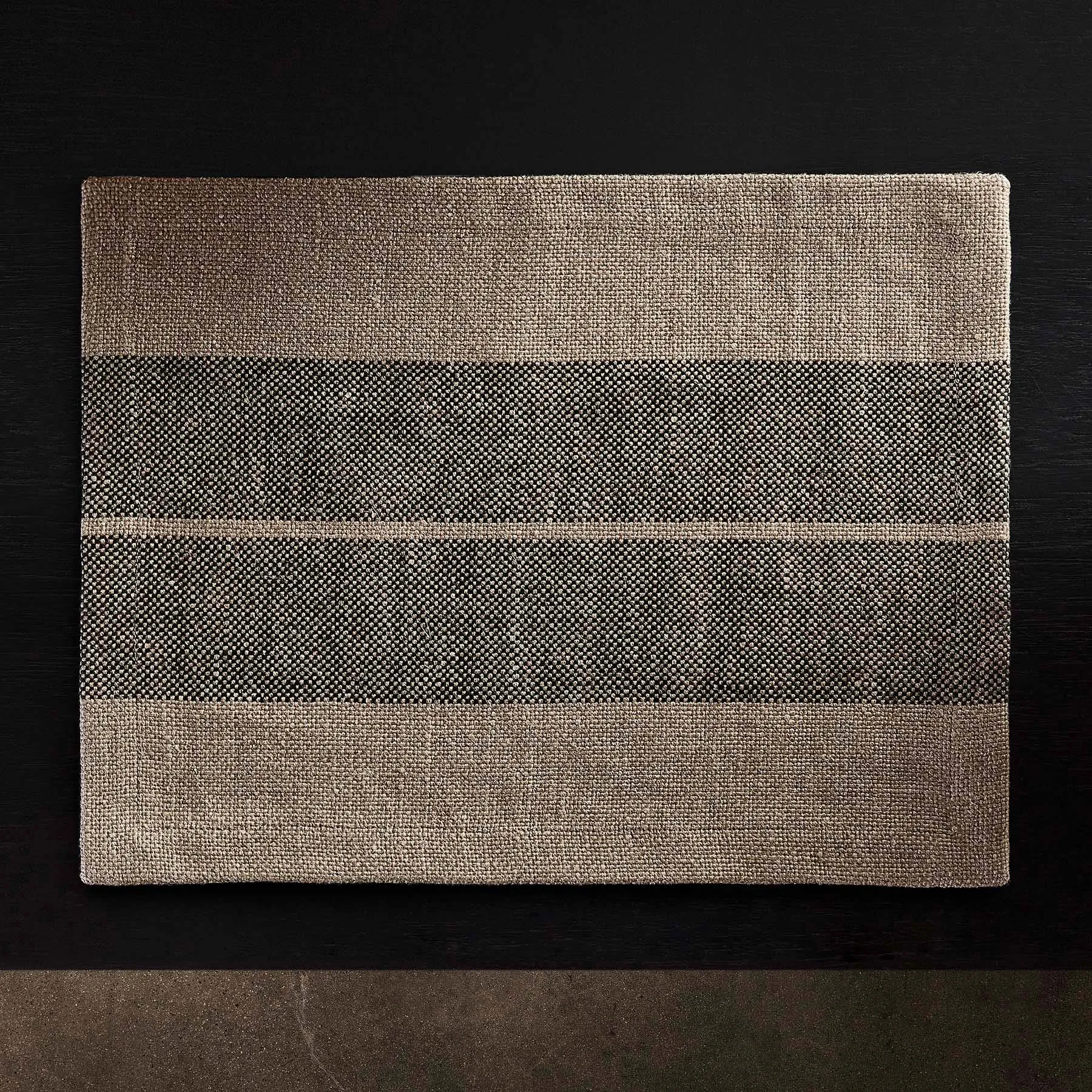 Heavy Double Stripe Placemat - Beige/Black