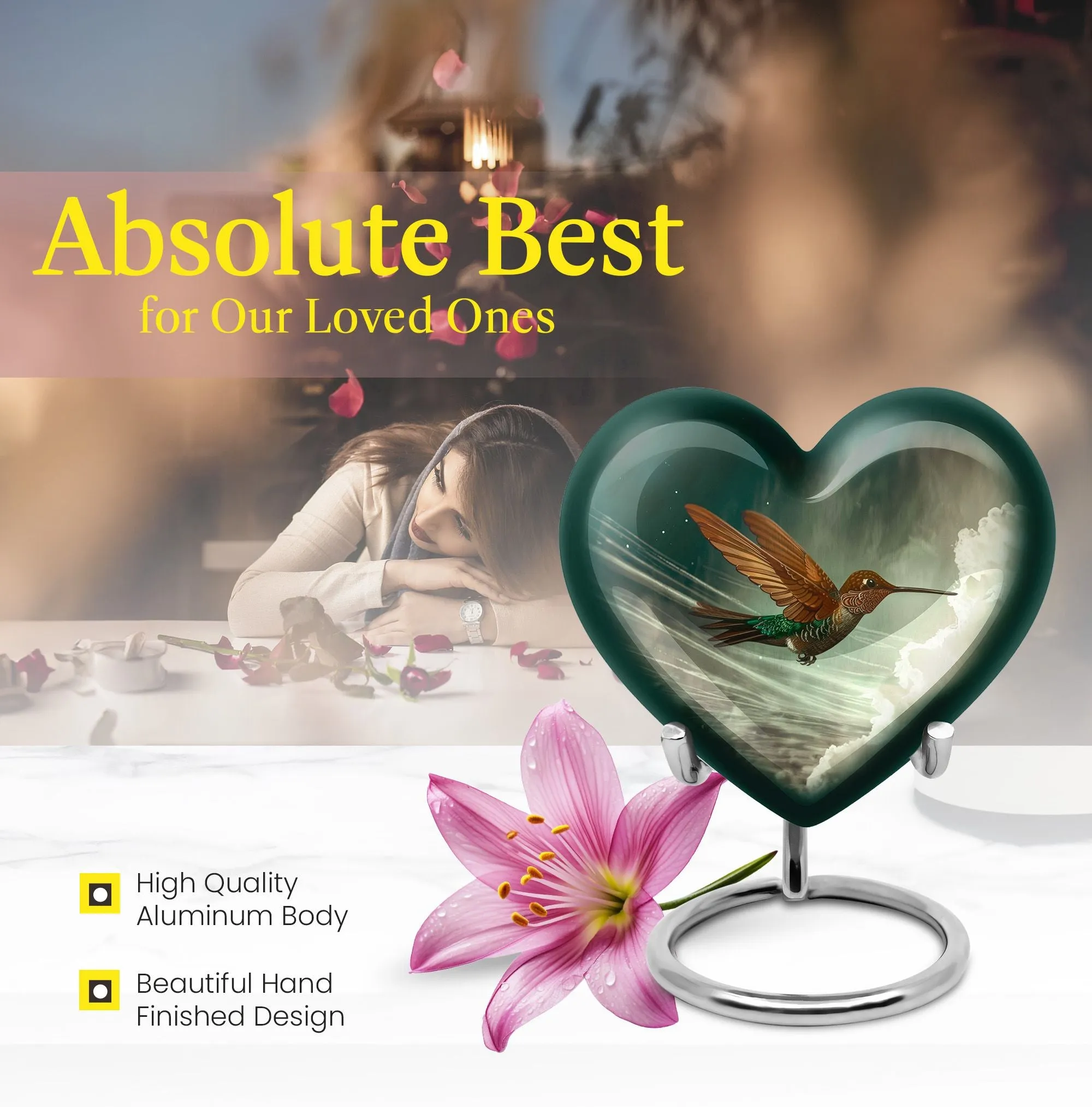 Humming Bird Tribute Cremation Commemoration Urn For Ashes