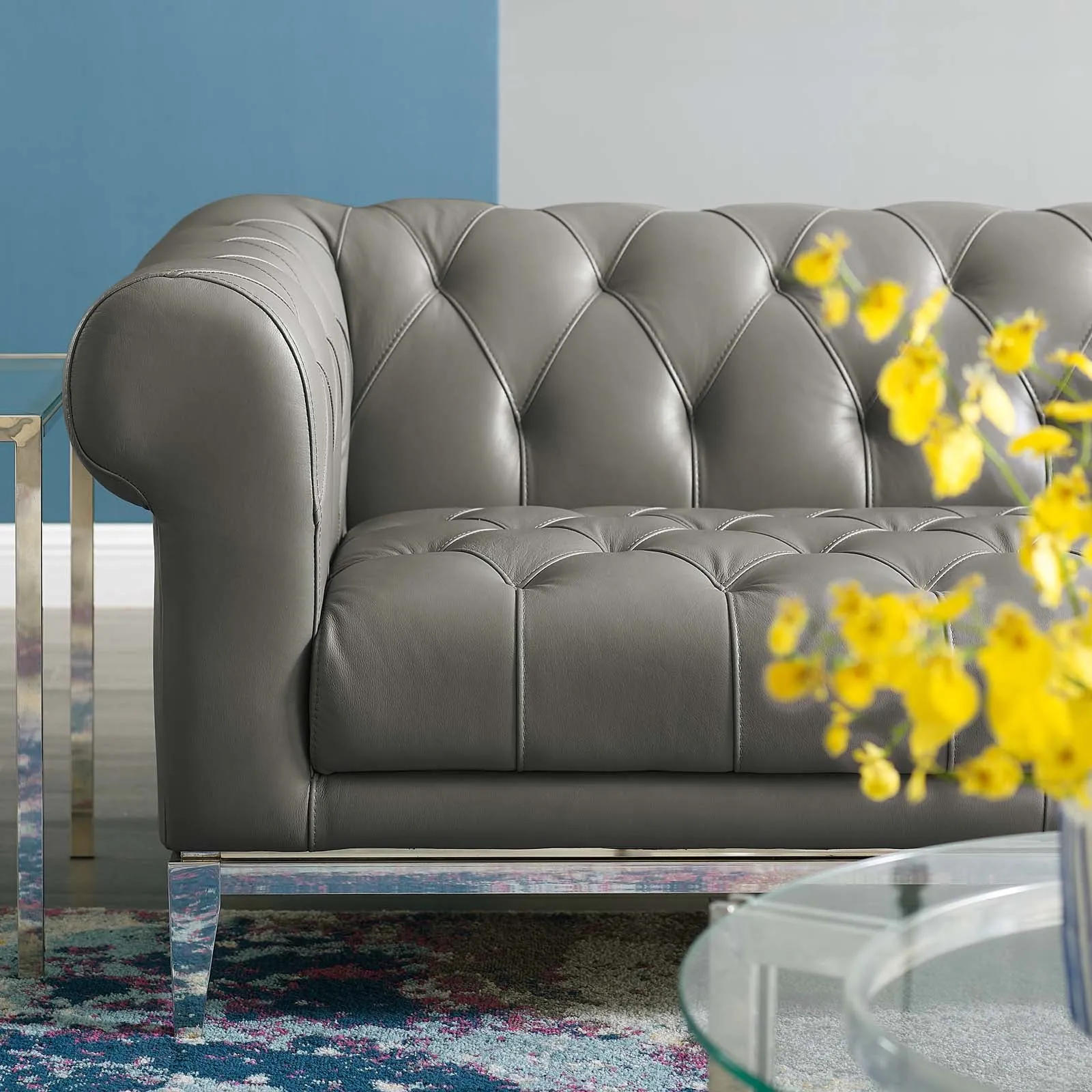 Idyll Tufted Button Upholstered Leather Chesterfield Loveseat by Modway