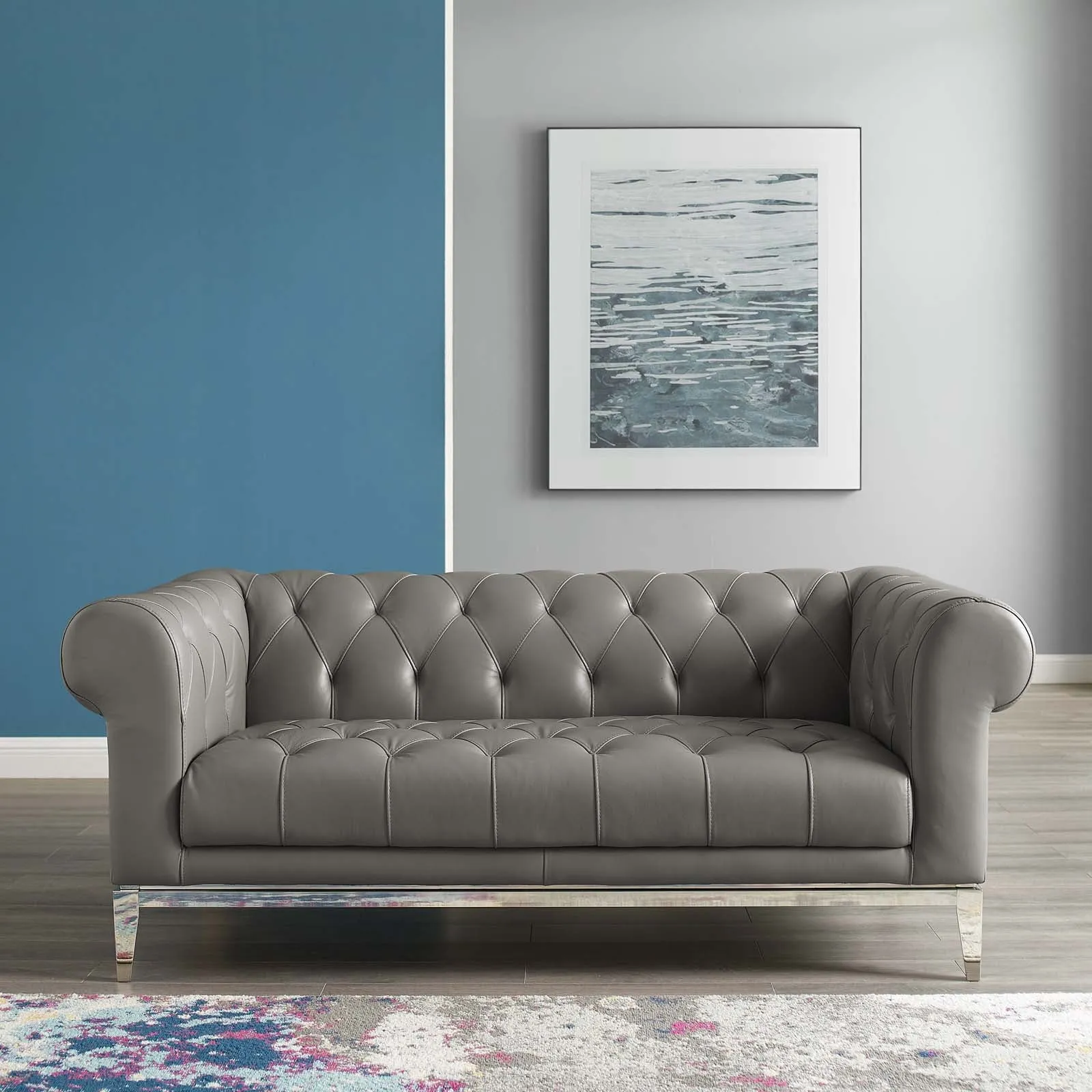 Idyll Tufted Button Upholstered Leather Chesterfield Loveseat by Modway