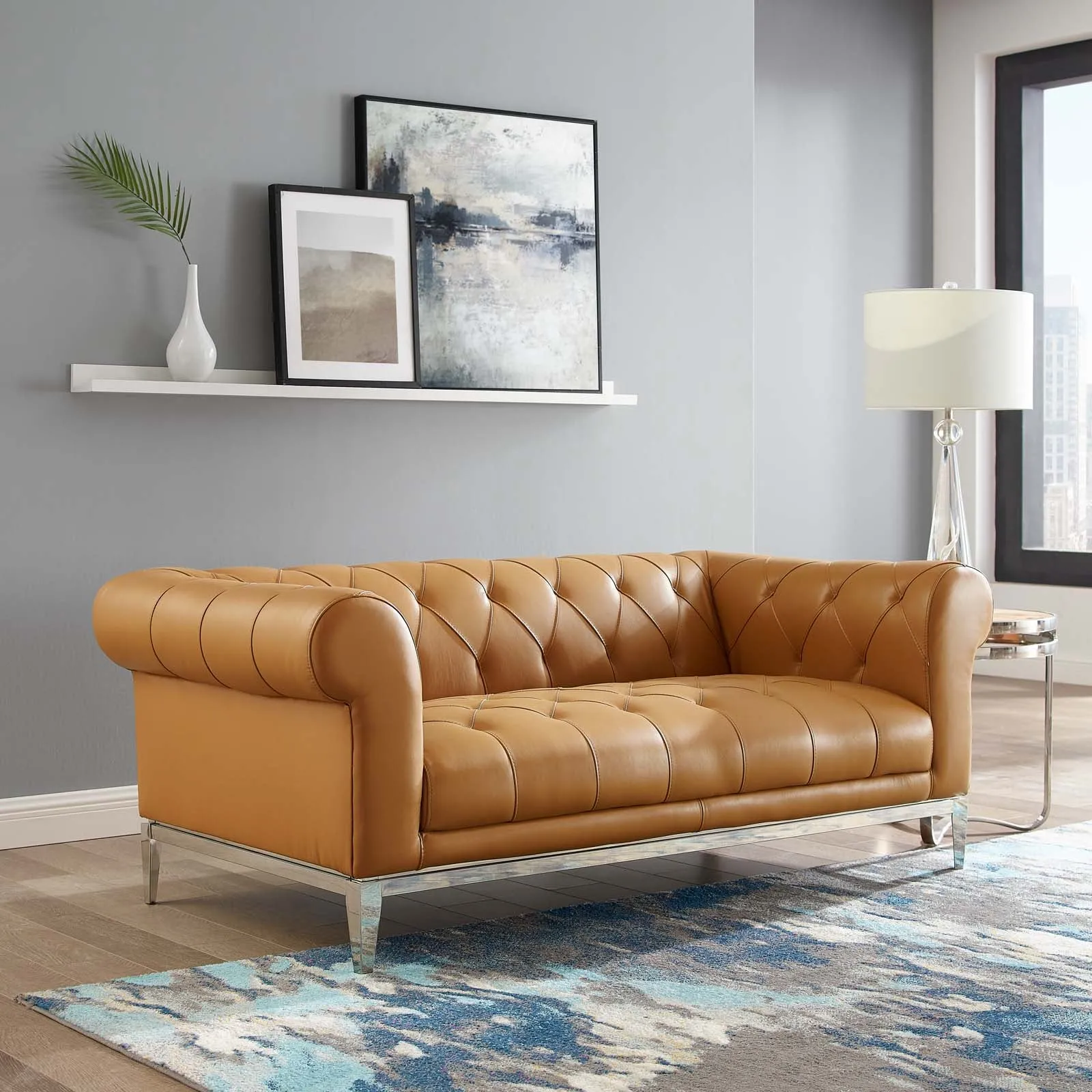 Idyll Tufted Button Upholstered Leather Chesterfield Loveseat by Modway