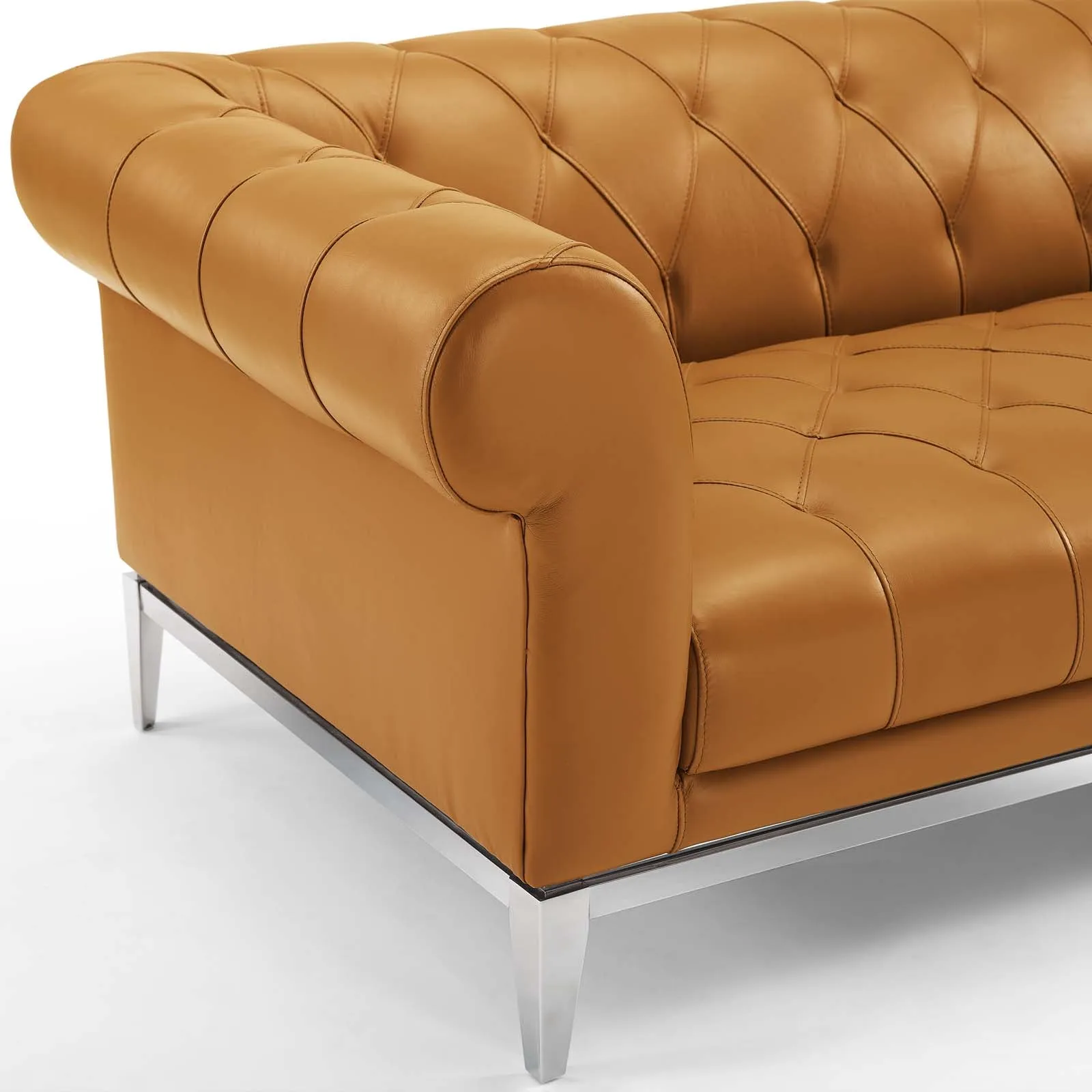 Idyll Tufted Button Upholstered Leather Chesterfield Loveseat by Modway