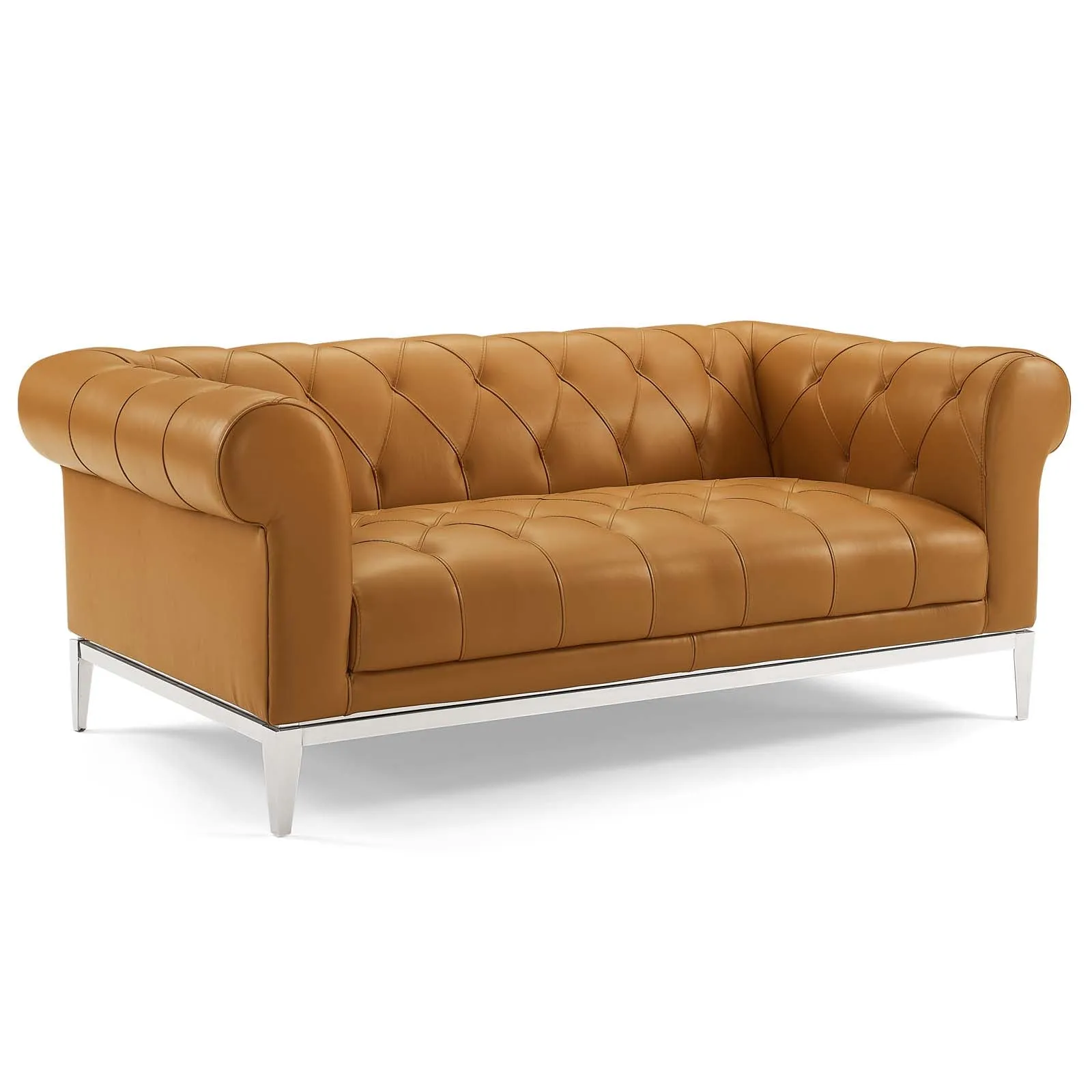 Idyll Tufted Button Upholstered Leather Chesterfield Loveseat by Modway