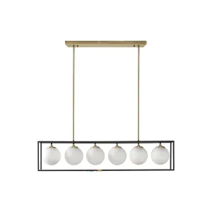 Ink   Ivy Ink Ivy Helena 6-Light Frosted Glass Globe Linear Chandelier - ANTIQUE BRASS ONE SIZE