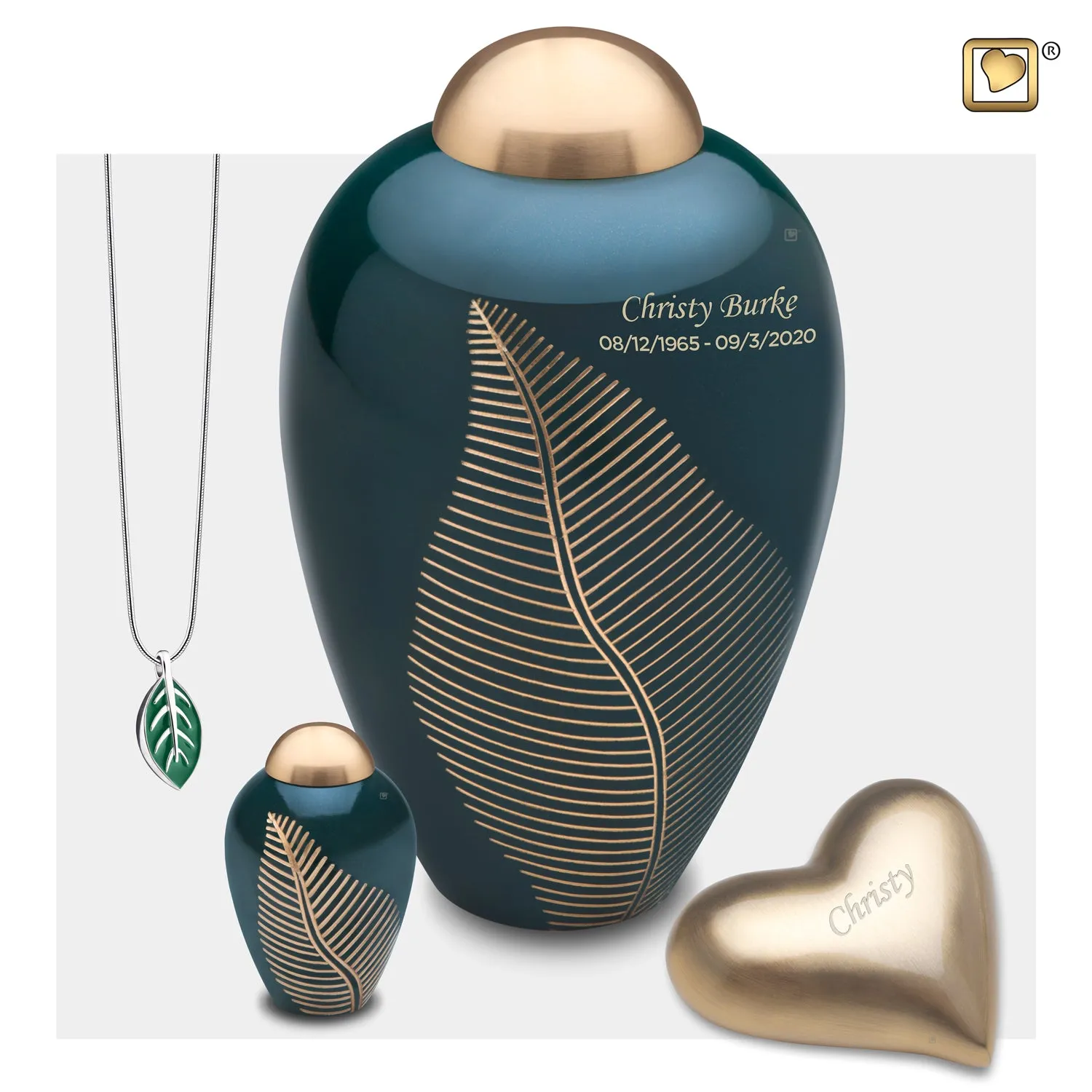 Keepsake Emerald Leaf Cremation Urn - COMFORT by LoveUrns