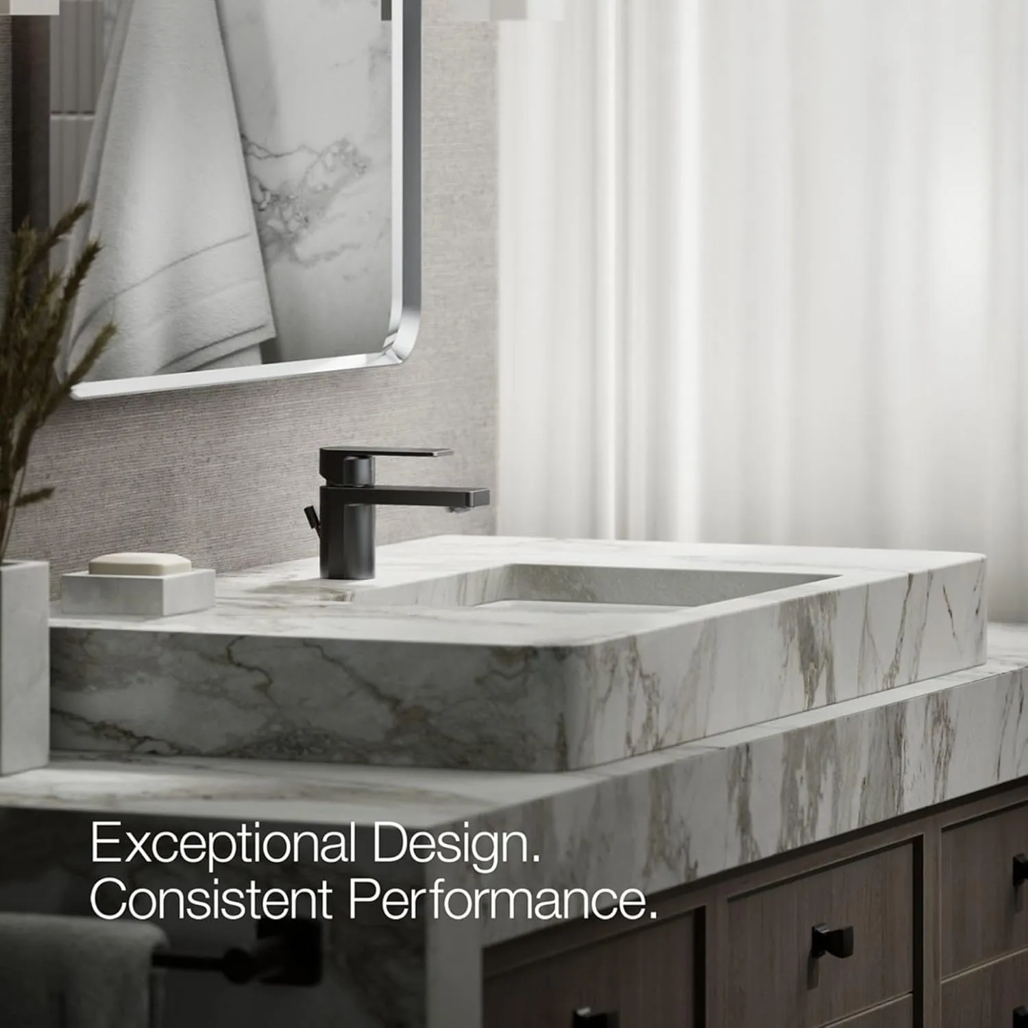 Kohler K-24804-4-SN Parallel Low Single-Handle Bathroom Sink Faucet, 1.2 gpm, Vibrant Polished Nickel