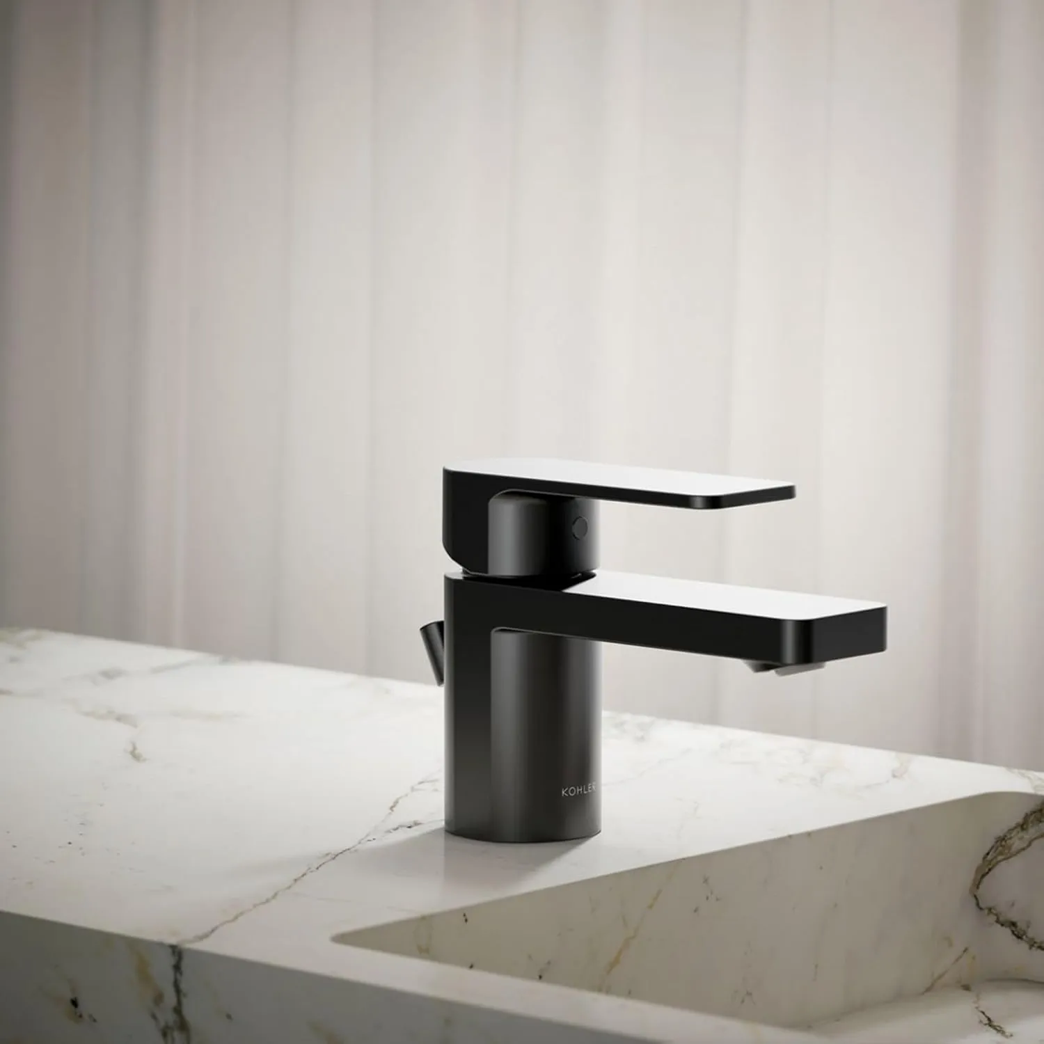 Kohler K-24804-4-SN Parallel Low Single-Handle Bathroom Sink Faucet, 1.2 gpm, Vibrant Polished Nickel