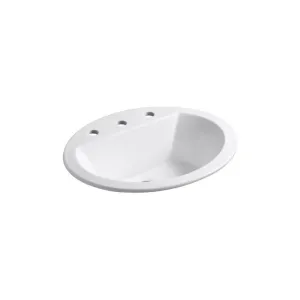 KOHLER K-2699-8-0 Bryant Oval Self-Rimming Bathroom Sink with 8-Inch Centers, White