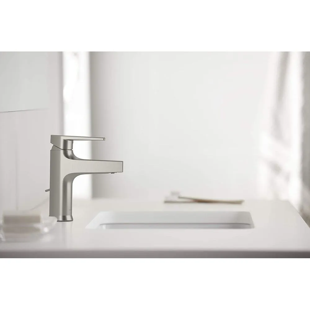 Kohler K-74013-4-BN Taut Vibrant 1-Handle Single Hole WaterSense Bathroom Sink Faucet with Drain Brushed Nickel