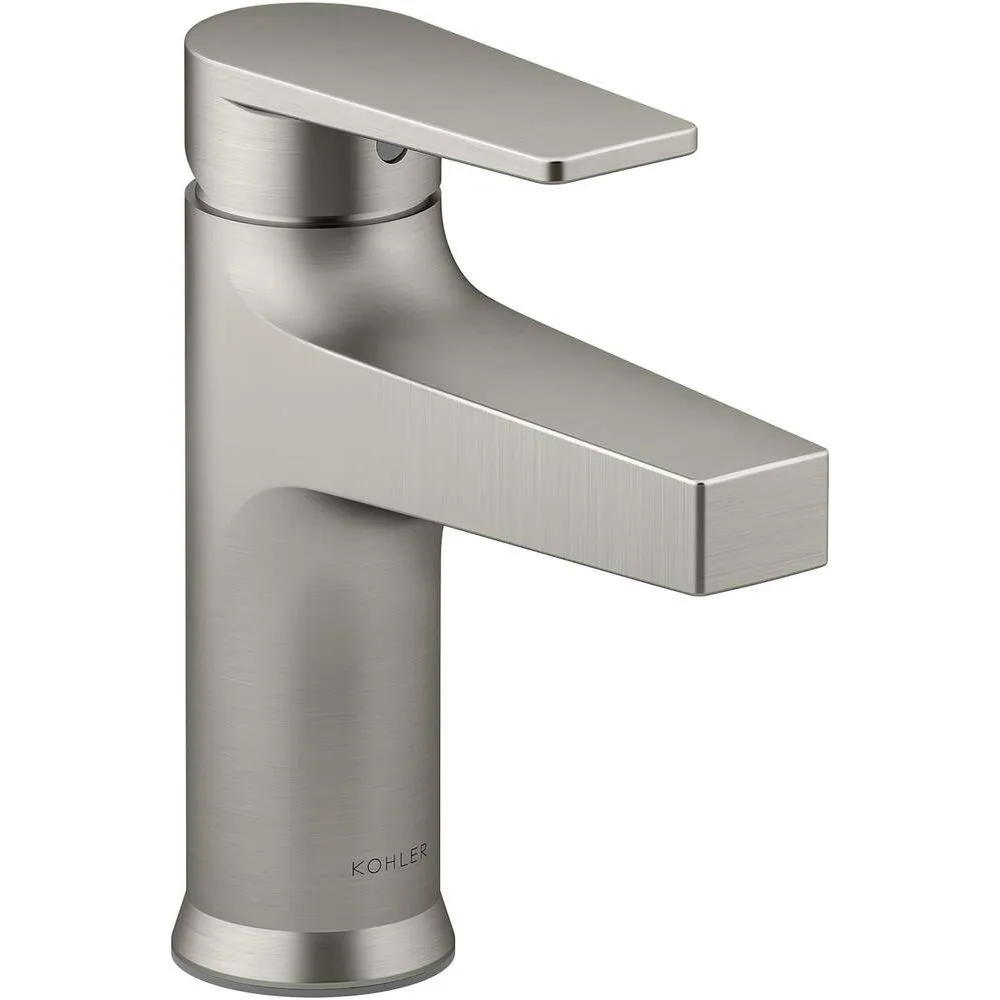 Kohler K-74013-4-BN Taut Vibrant 1-Handle Single Hole WaterSense Bathroom Sink Faucet with Drain Brushed Nickel