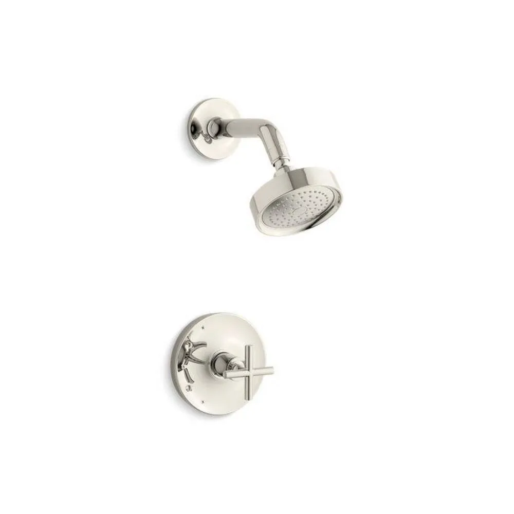 Kohler TS14422-3-SN Purist 1-Spray 6.5 in. Single Wall Mount Fixed Shower Head in Polished Nickel
